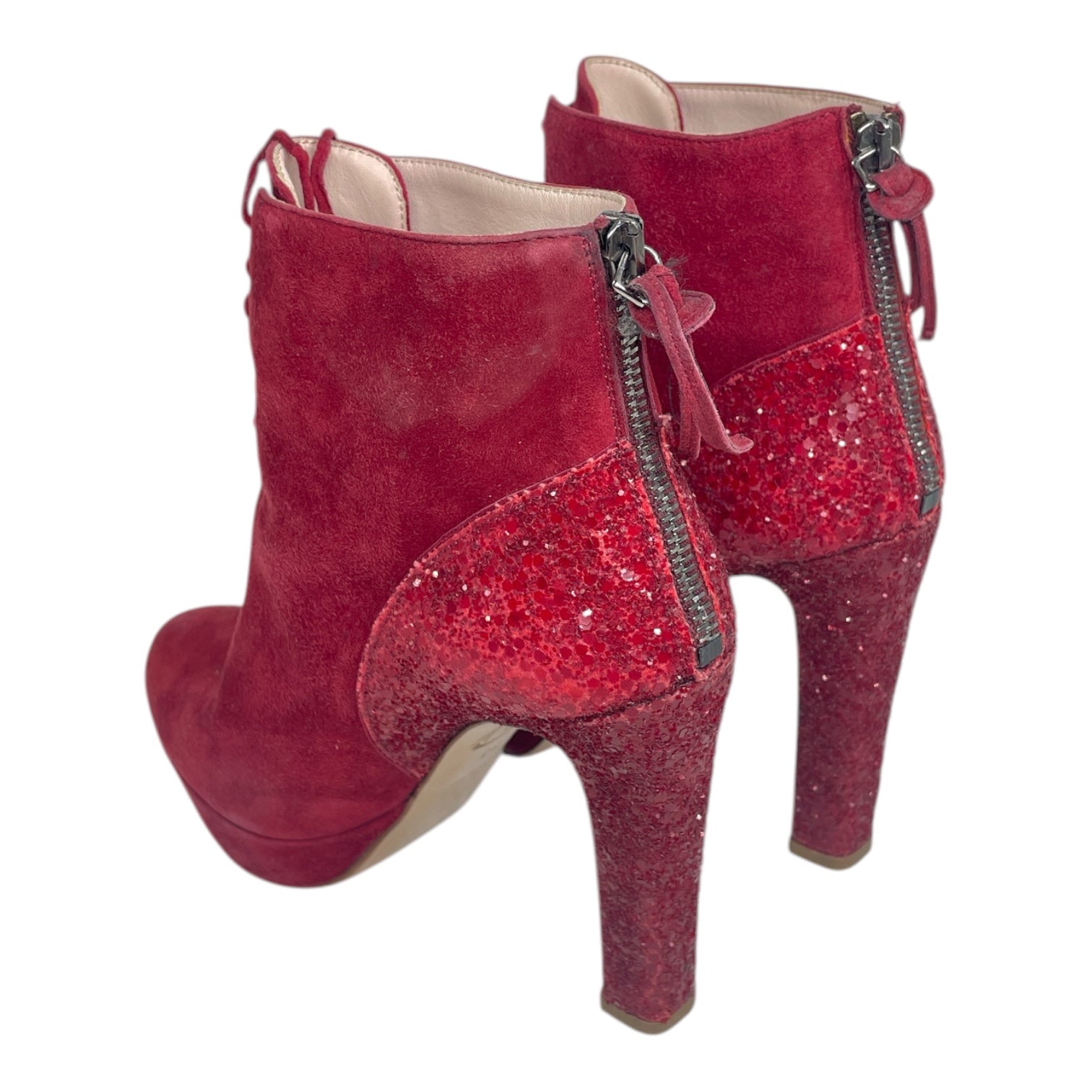 MIU MIU/Lace Up Boots/EU 35/Glitter/Suede/PNK/SKINNY LACE BACK ZIP view 2