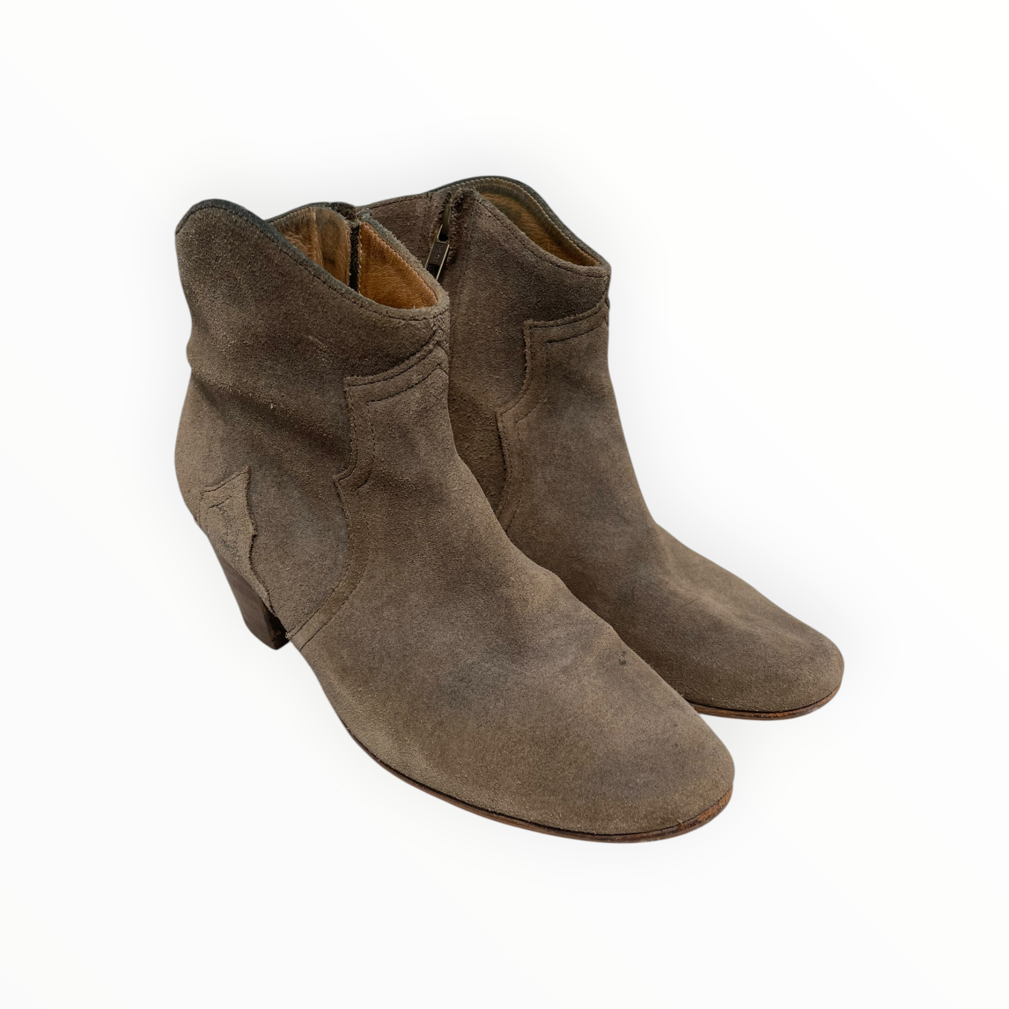 ISABEL MARANT/Ankle Boots/EU 38/Suede/GRY/western ankle boot view 1
