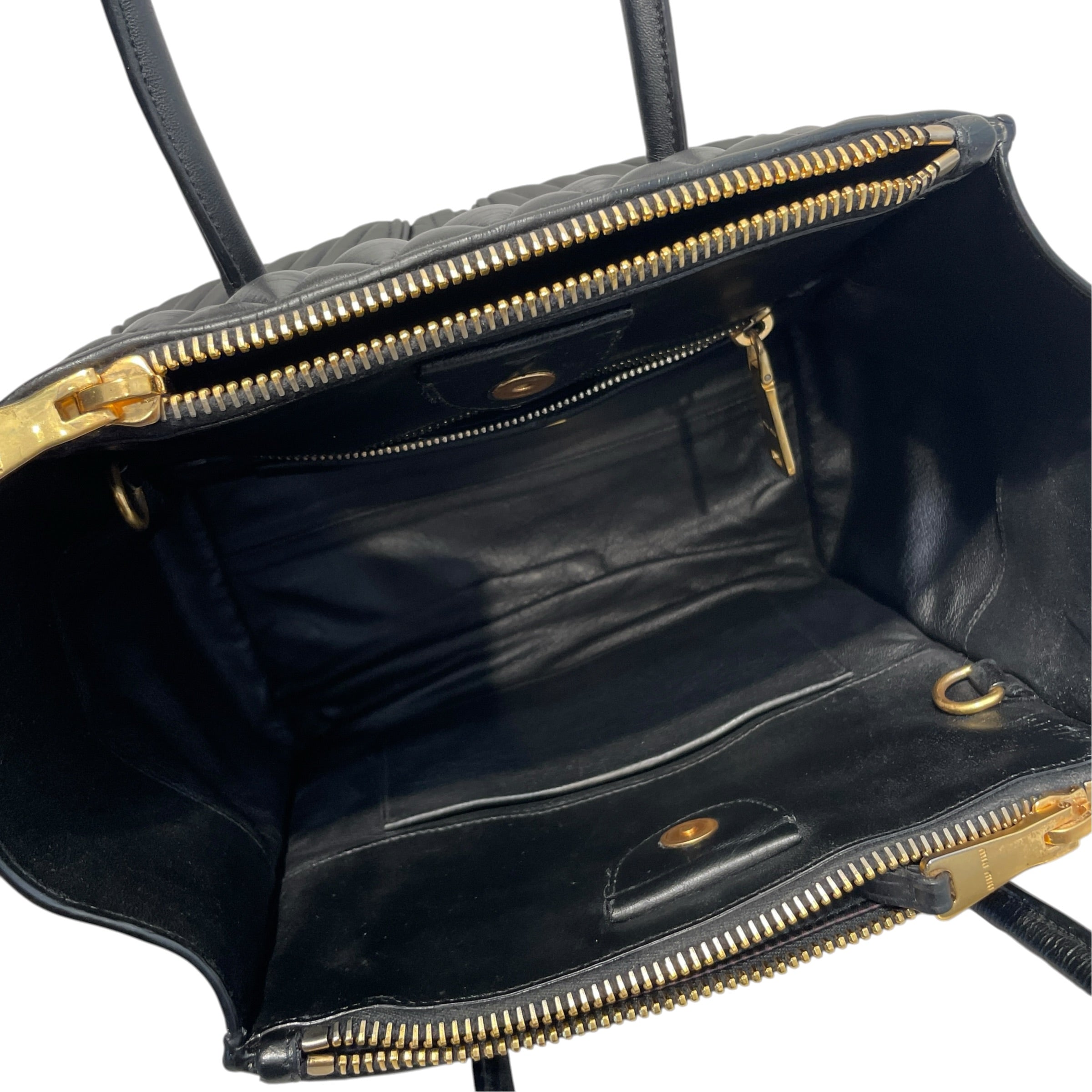 MIU MIU/Hand Bag/Lambskin/BLK/Nappa Biker Gold-Tone Tote view 4