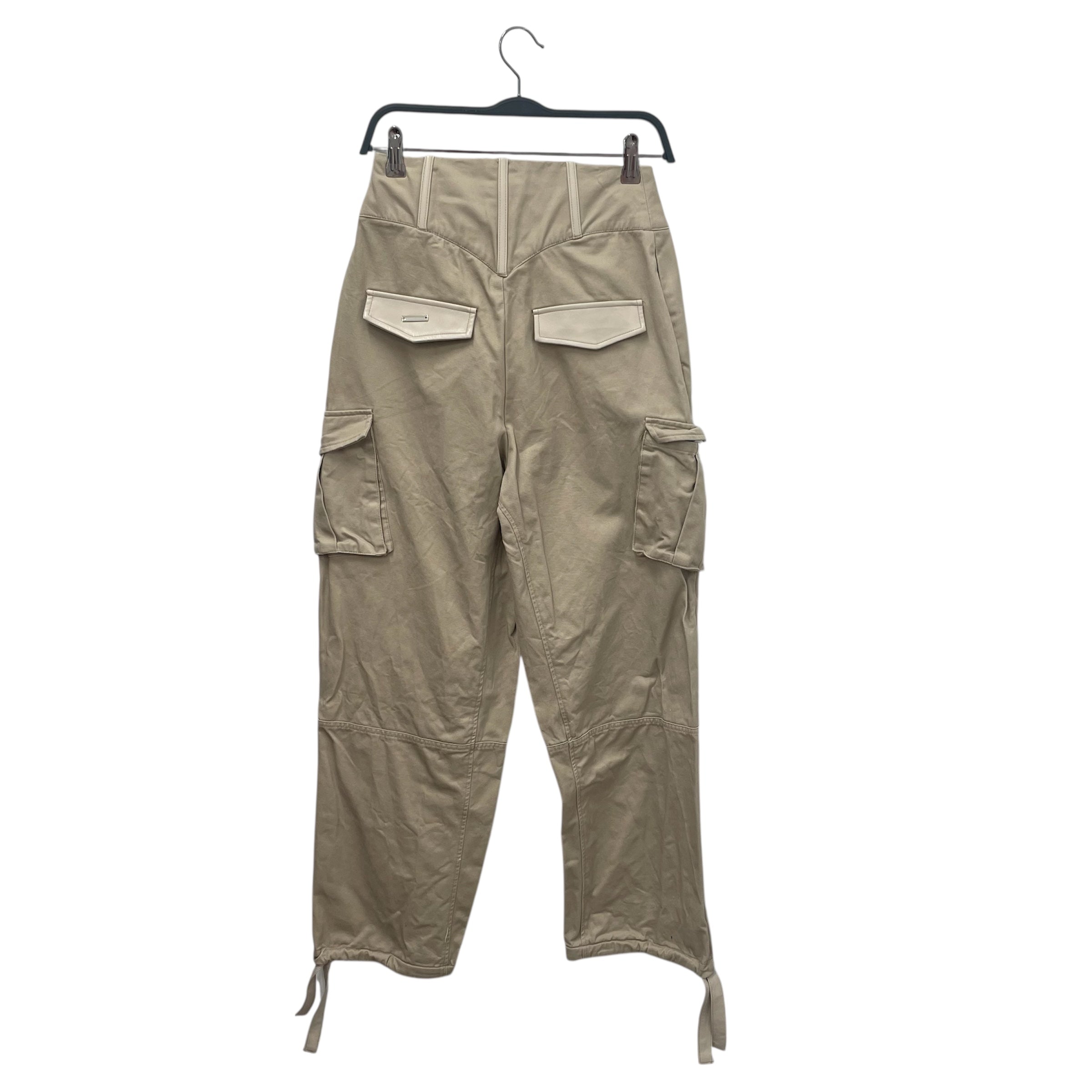 MANIERE DE VOIR/Wide Leg Pants/4/Cotton/KHK/LEATHER BACK POCKET view 2