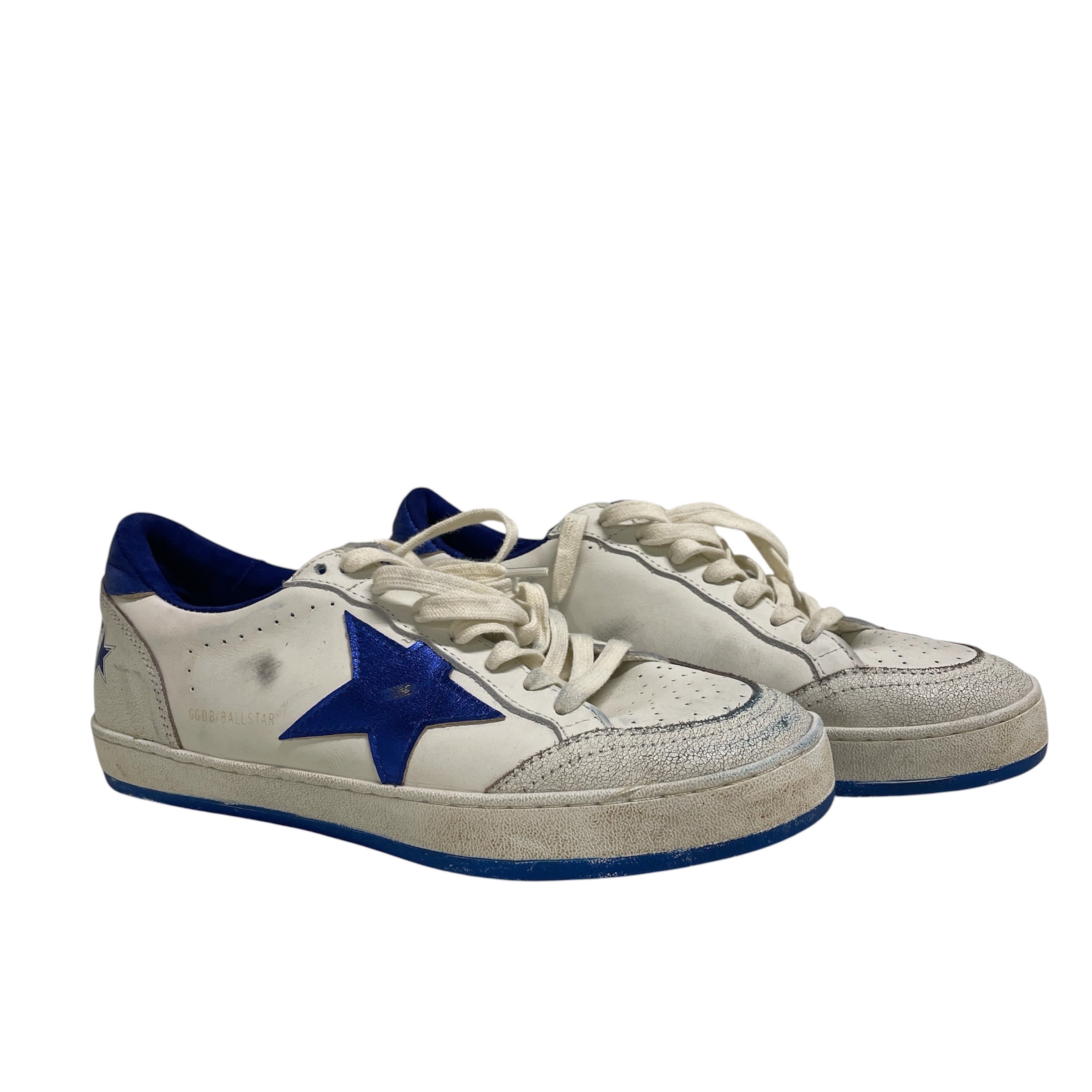 GOLDEN GOOSE/Low-Sneakers/US 8/Leather/WHT/BLUE STAR  ON SIDES view 1