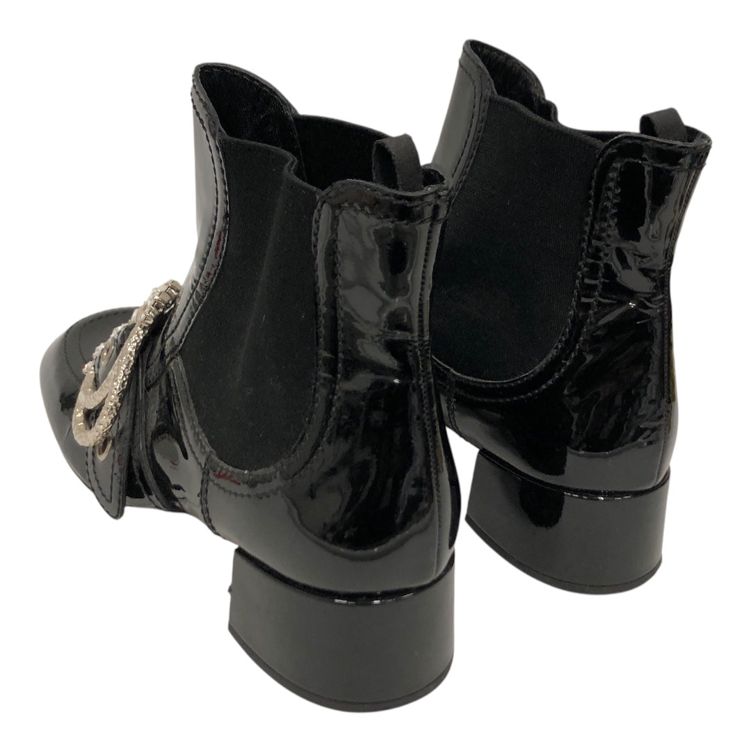 MIU MIU/Chelsea Boots/EU 37/Leather/BLK/Bedazzled Buckle Ankle Chelsea view 2
