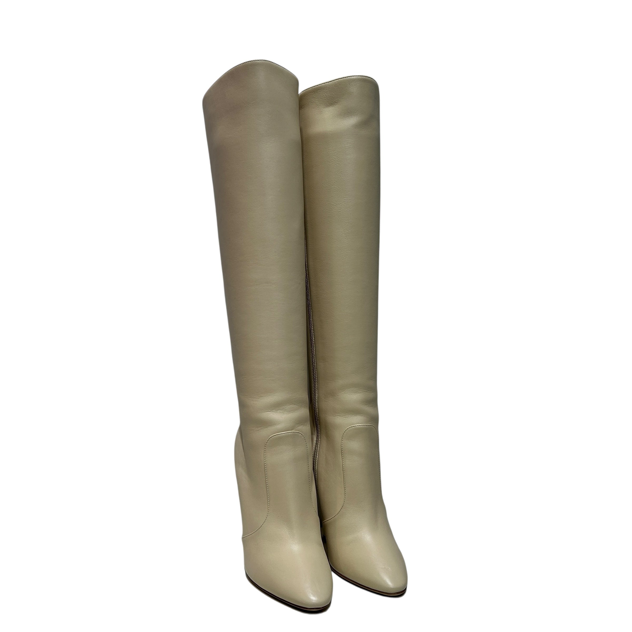 SAINT LAURENT/Long Boots/EU 38/Leather/CRM/CALFSKIN SMOOTH LEATH KNEEHIGH view 1