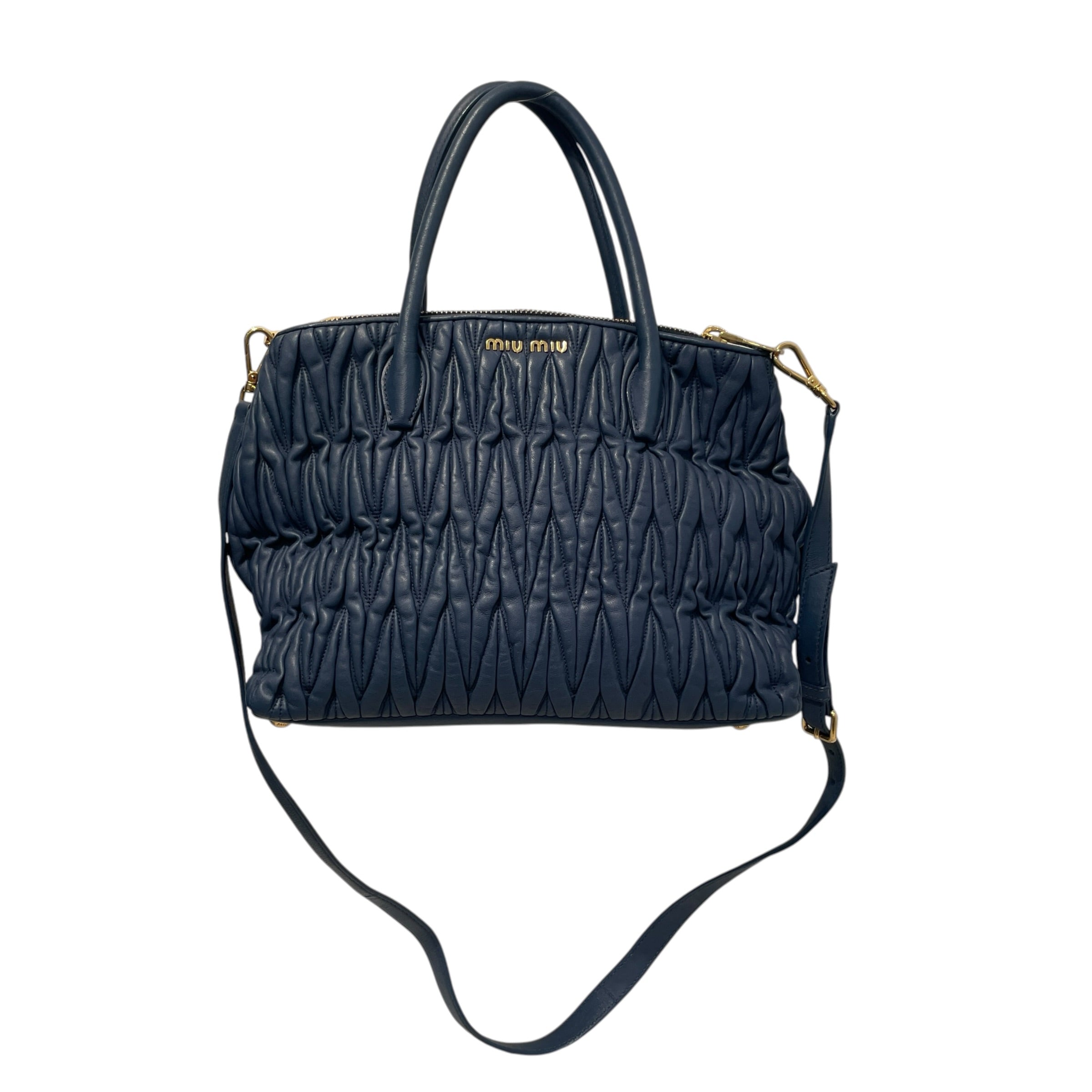 MIU MIU/Hand Bag/Leather/BLU/Matelasse view 1