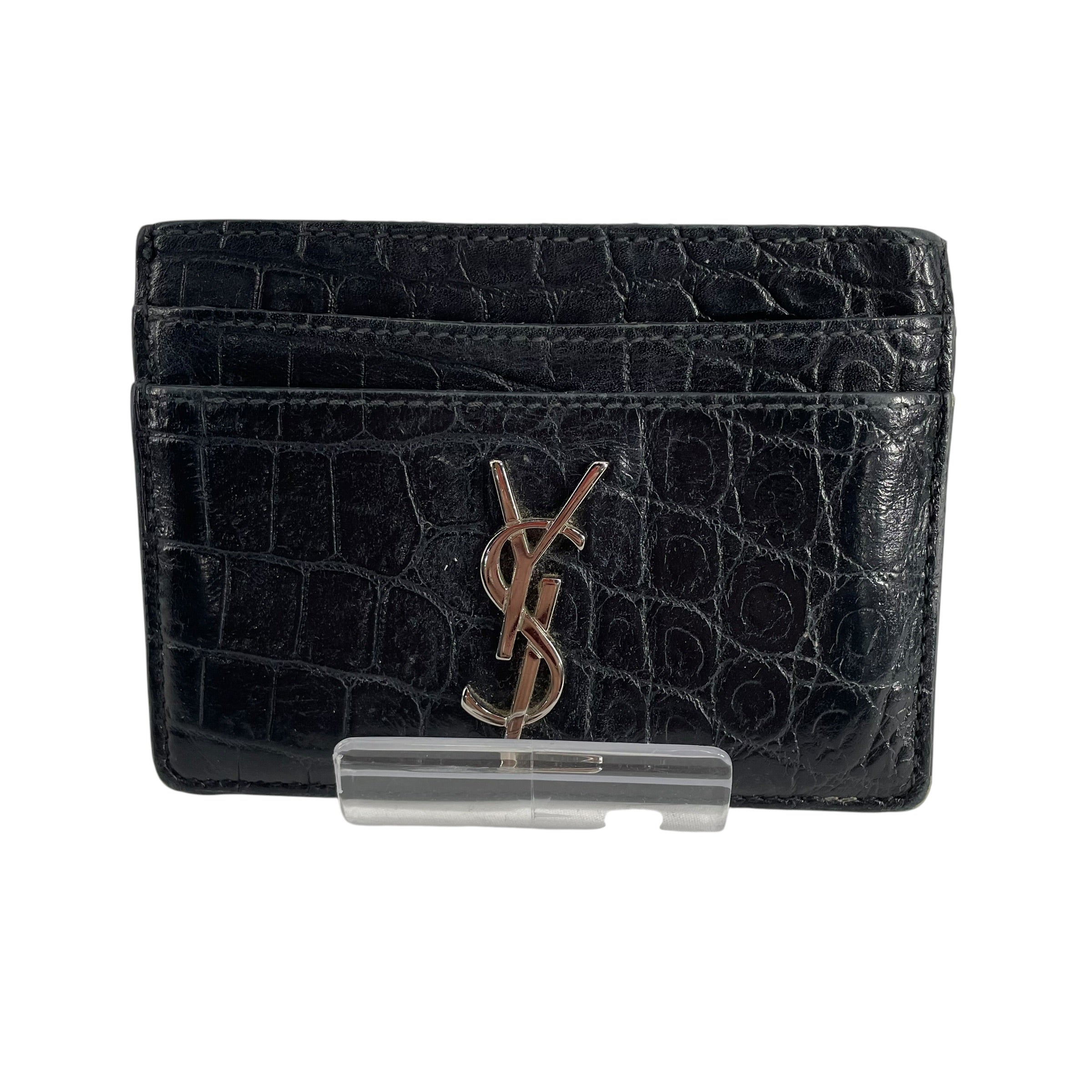 SAINT LAURENT/Wallet/Leather/BLK/CROC LEATHER CARDHOLDER view 1