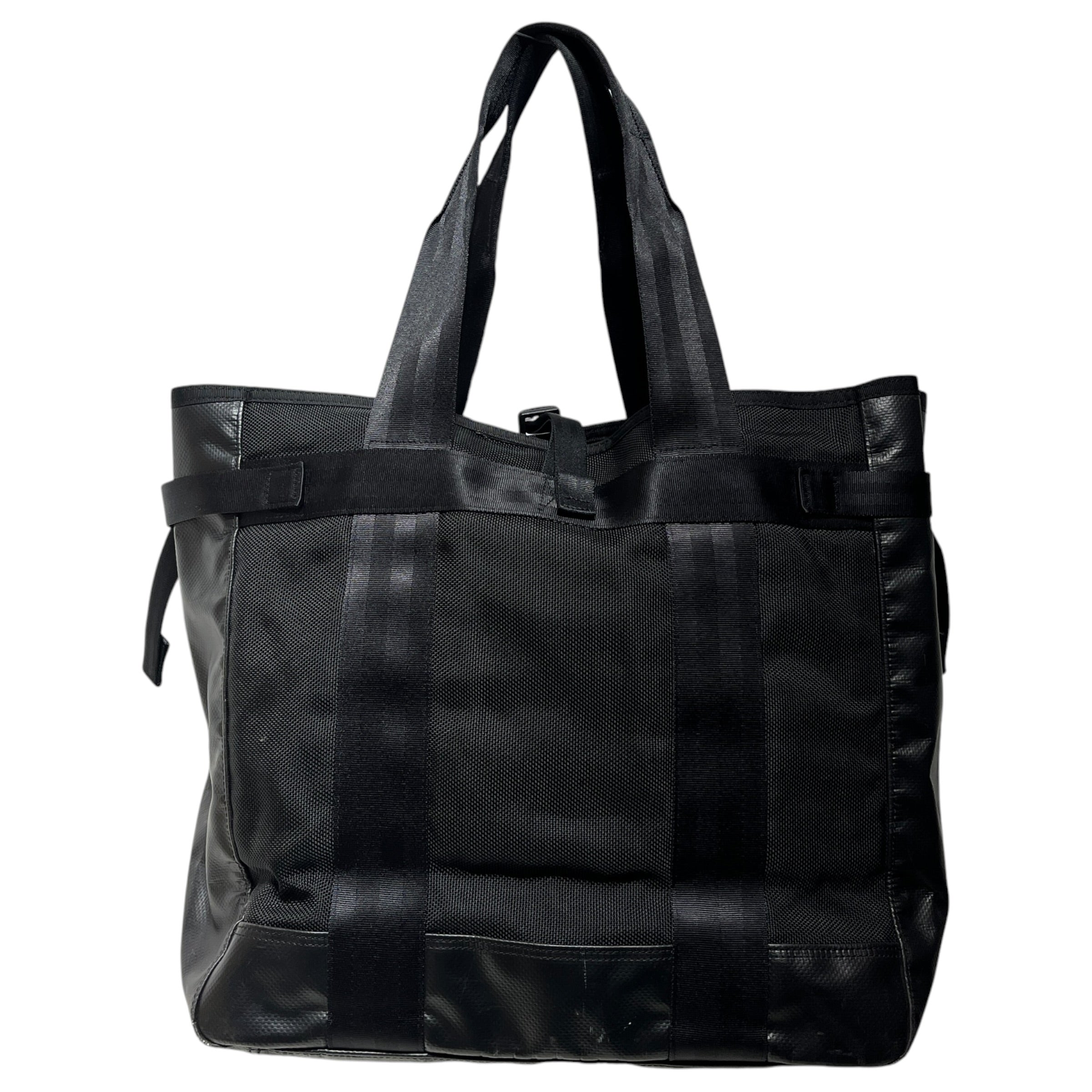 PORTER/Tote Bag/Leather/BLK/tote bag logo on bottom corner view 2