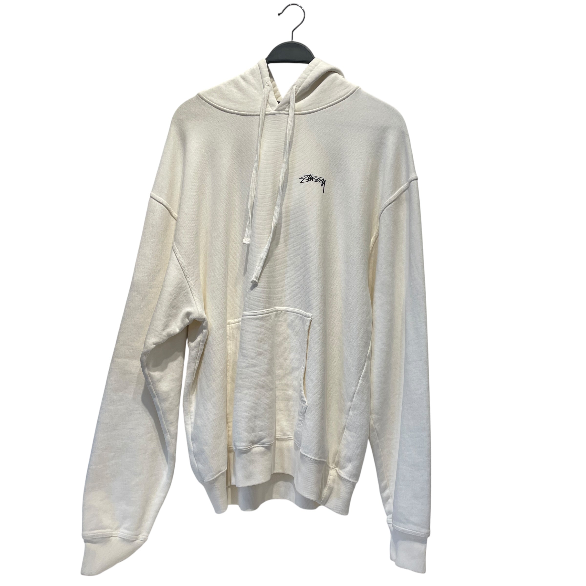 STUSSY/Hoodie/XL/Cotton/WHT/Pullover/BLK LEFT CHEST LOGO view 1