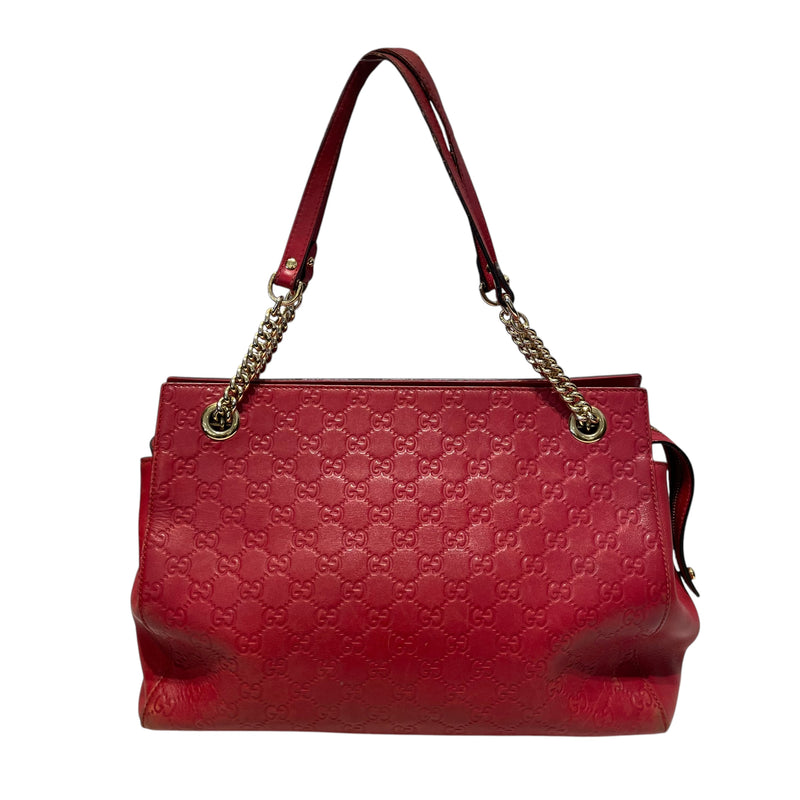 GUCCI/Hand Bag/Monogram/Leather/RED/guccissima 453771 5200931