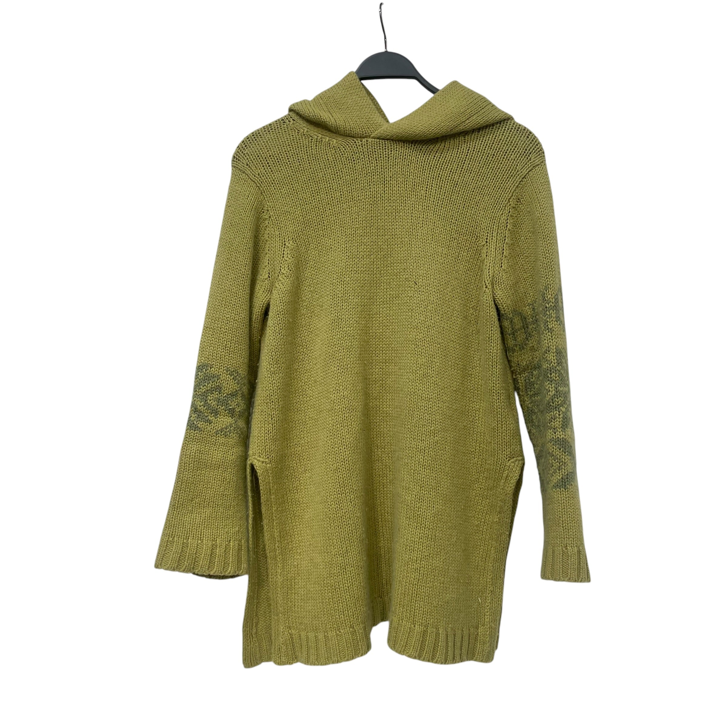 YOHJI YAMAMOTO/Heavy Sweater/2/Wool/GRN/nordic hooded view 1