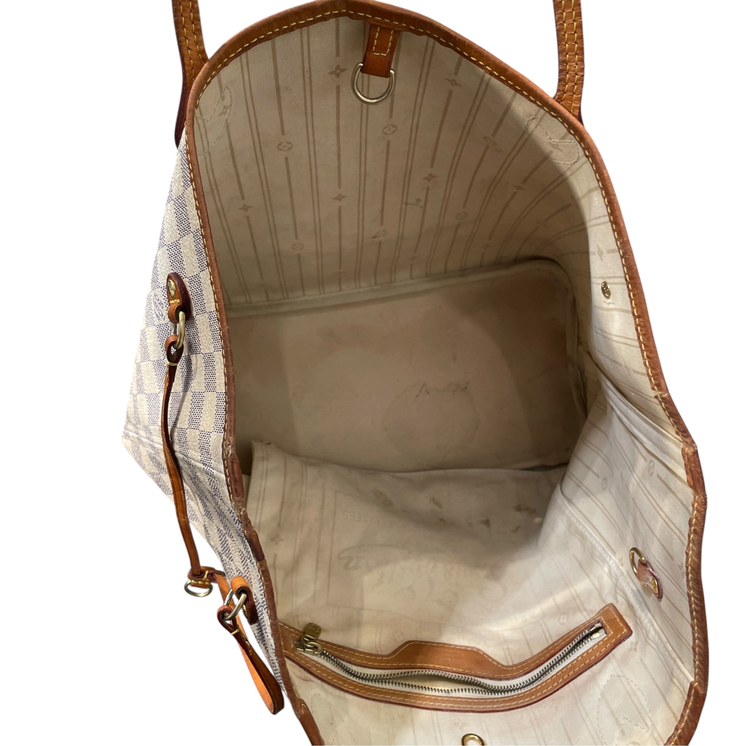 LOUIS VUITTON/Tote Bag/Leather/WHT/Damier Azur view 7