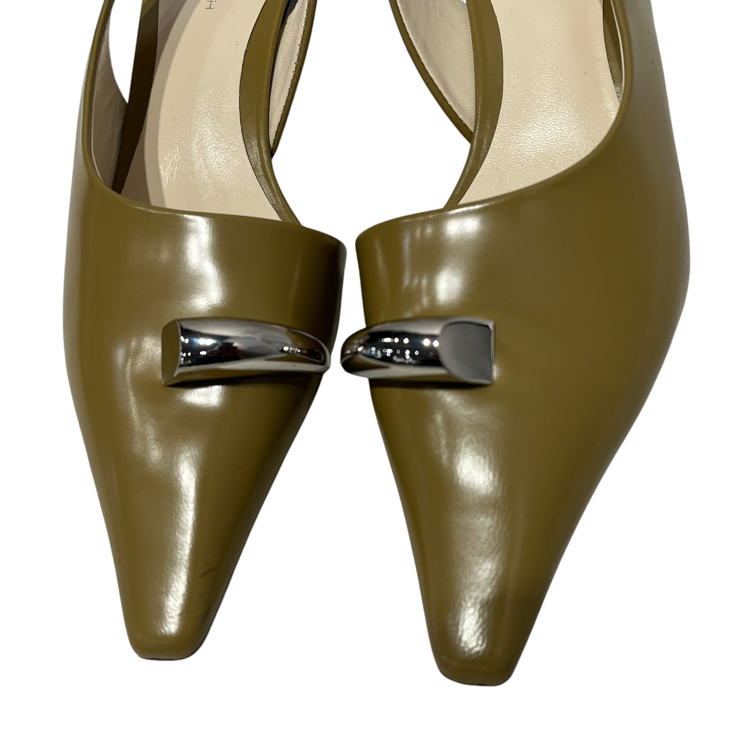 TORY BURCH/Heels/US 6/Leather/KHK/OLIVE PIERCED TOE SLINGBACK view 18