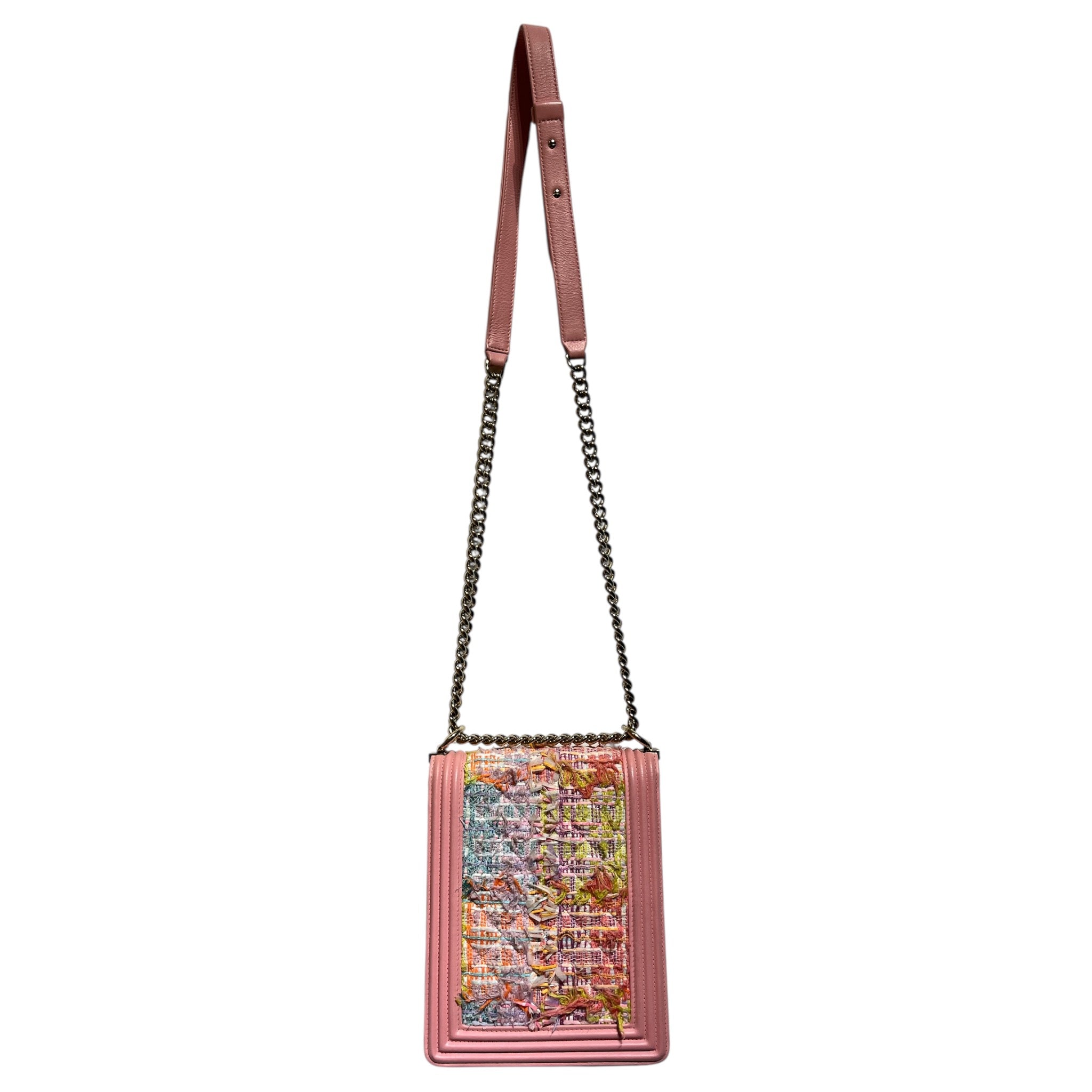 CHANEL/Cross Body Bag/Leather/PNK/Tweed North / South Boy Bag view 2