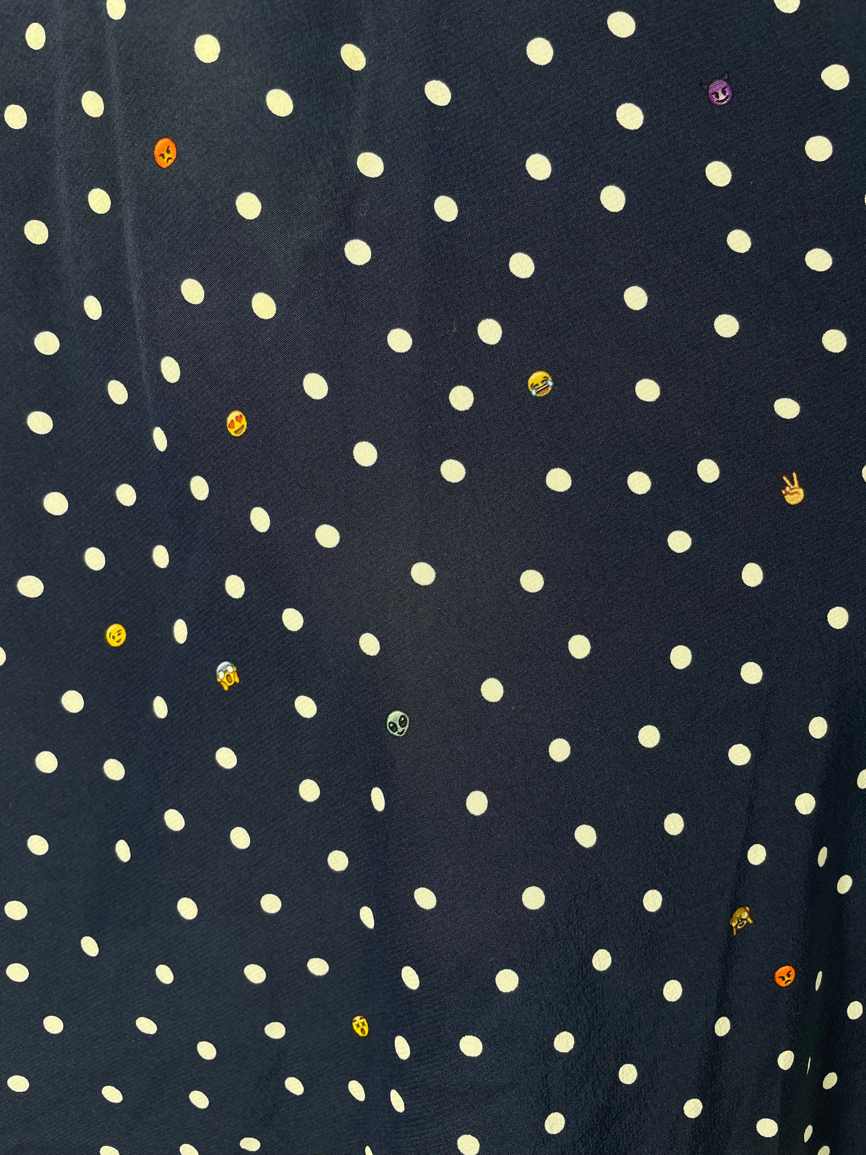 VETEMENTS/LS Dress/XS/Polka dot/Silk/NVY/MATTERHORN HOODED EMOJI DRESS view 8