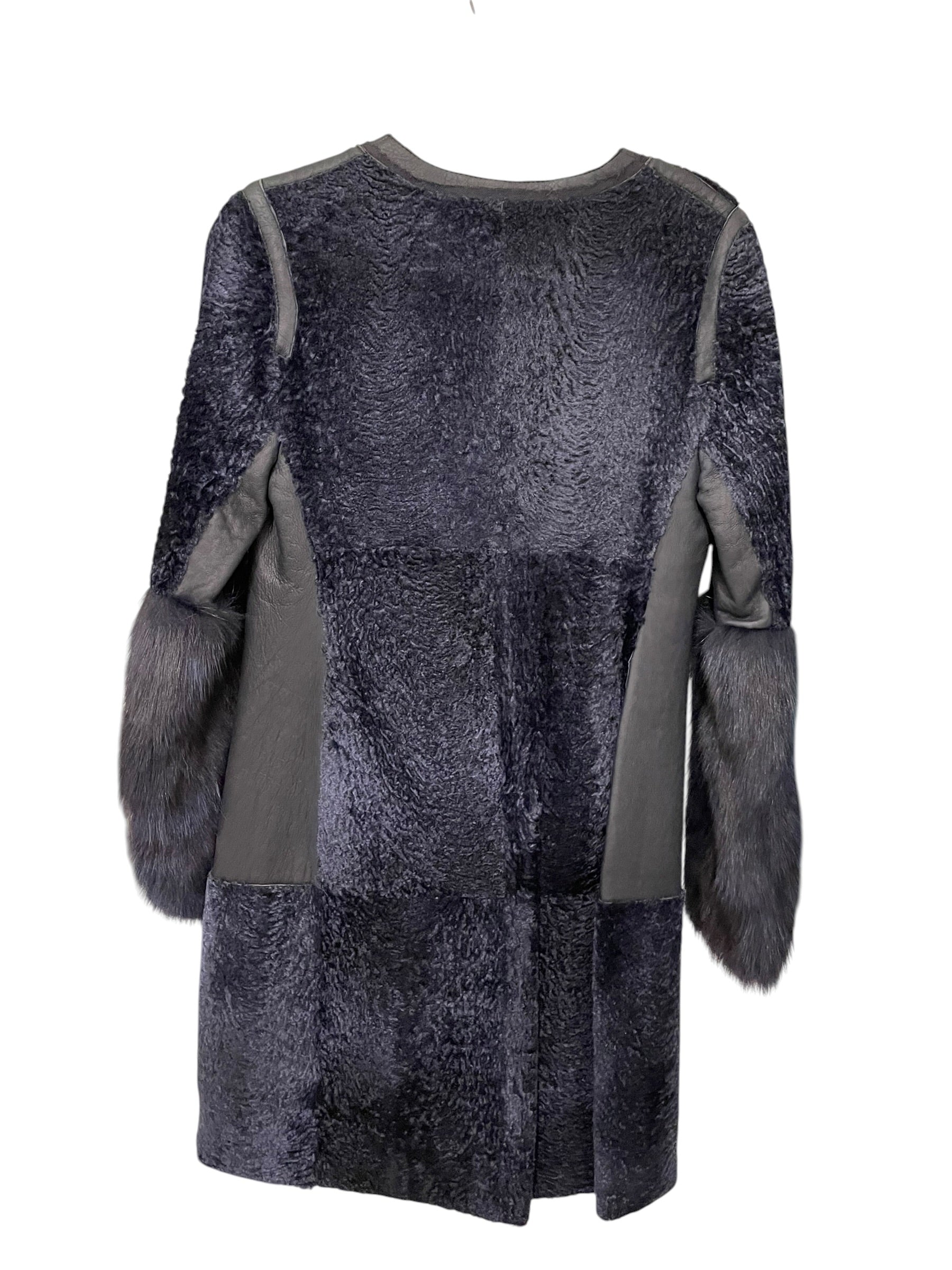 EMILIO PUCCI/Trench Coat/40/Fur/NVY/leather braided button clasps view 2