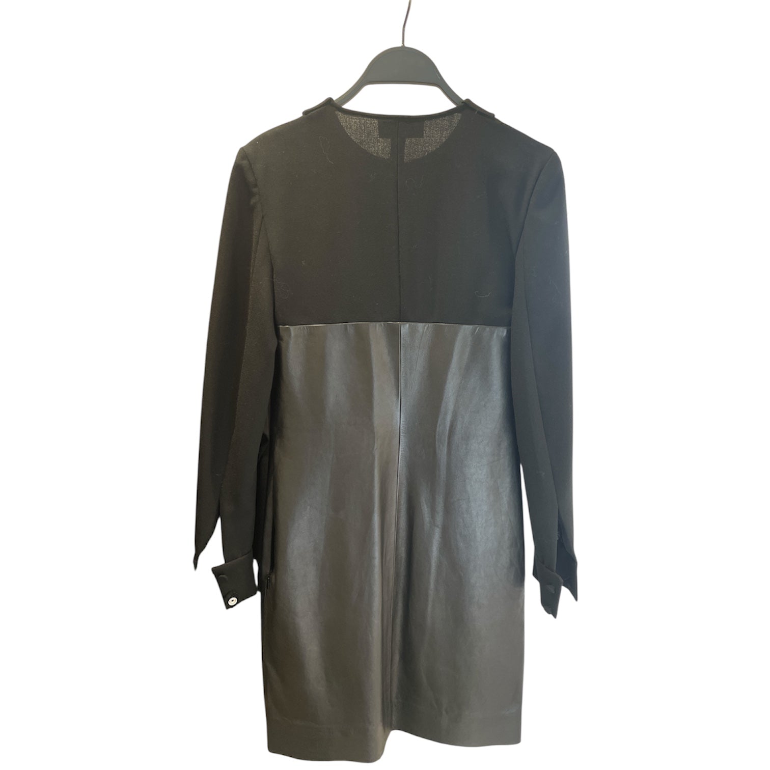SAINT LAURENT/LS Dress/36/Leather/BLK/Midi Length/BLACK SILK NECK DETAIL DRESS view 2