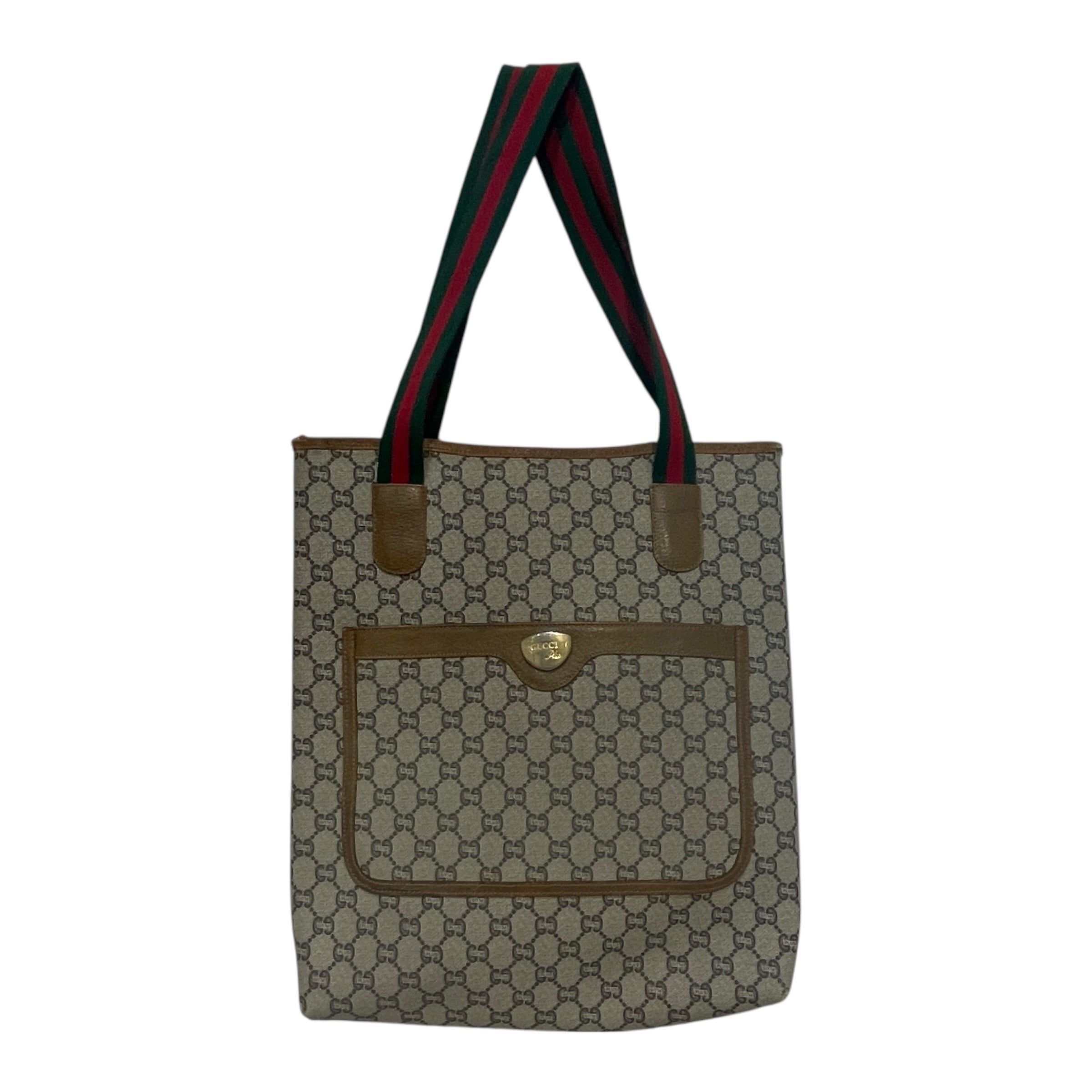 GUCCI PLUS/Tote Bag/Monogram/Leather/BRW/Gucci Plus Sherry Line PVC Bag view 1