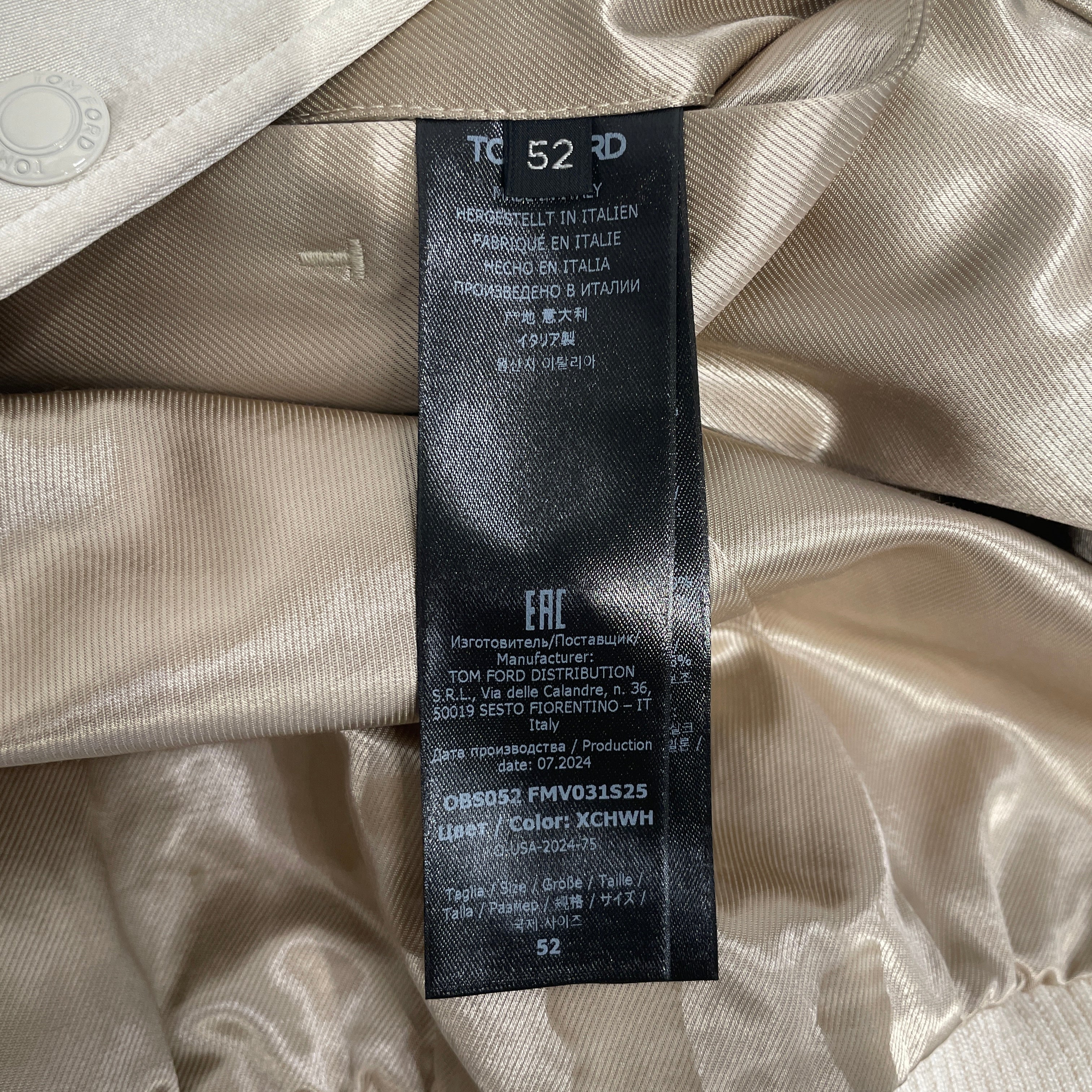 TOM FORD/Baseball Jkt/52/Silk/CRM/Single Breasted/ view 5
