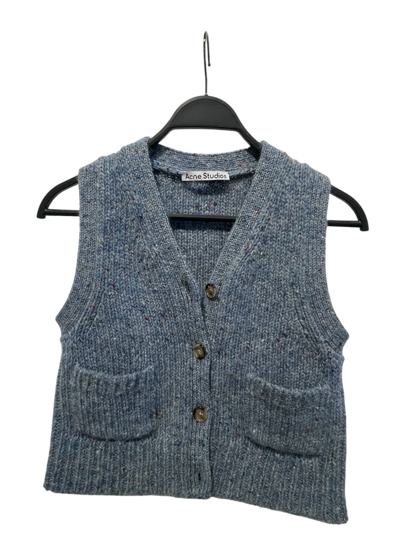 Acne Studios/Knitted Vest/XS/Wool/BLU/multicolor wool/buttons view 1