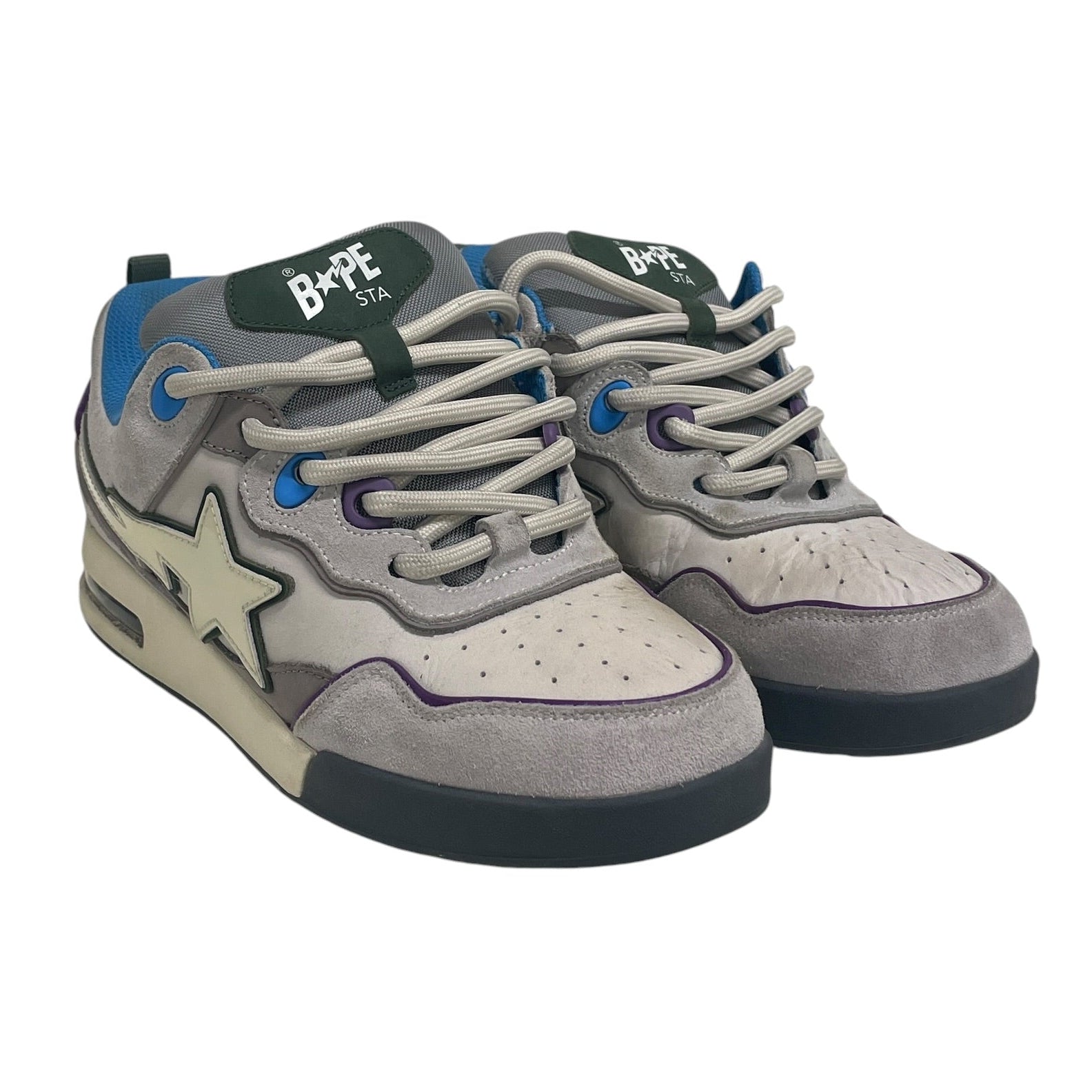 A BATHING APE/Low-Sneakers/US 9.5/Cotton/GRY/BAPE-STA#2/GRY/PRPL/BLU INNER view 1