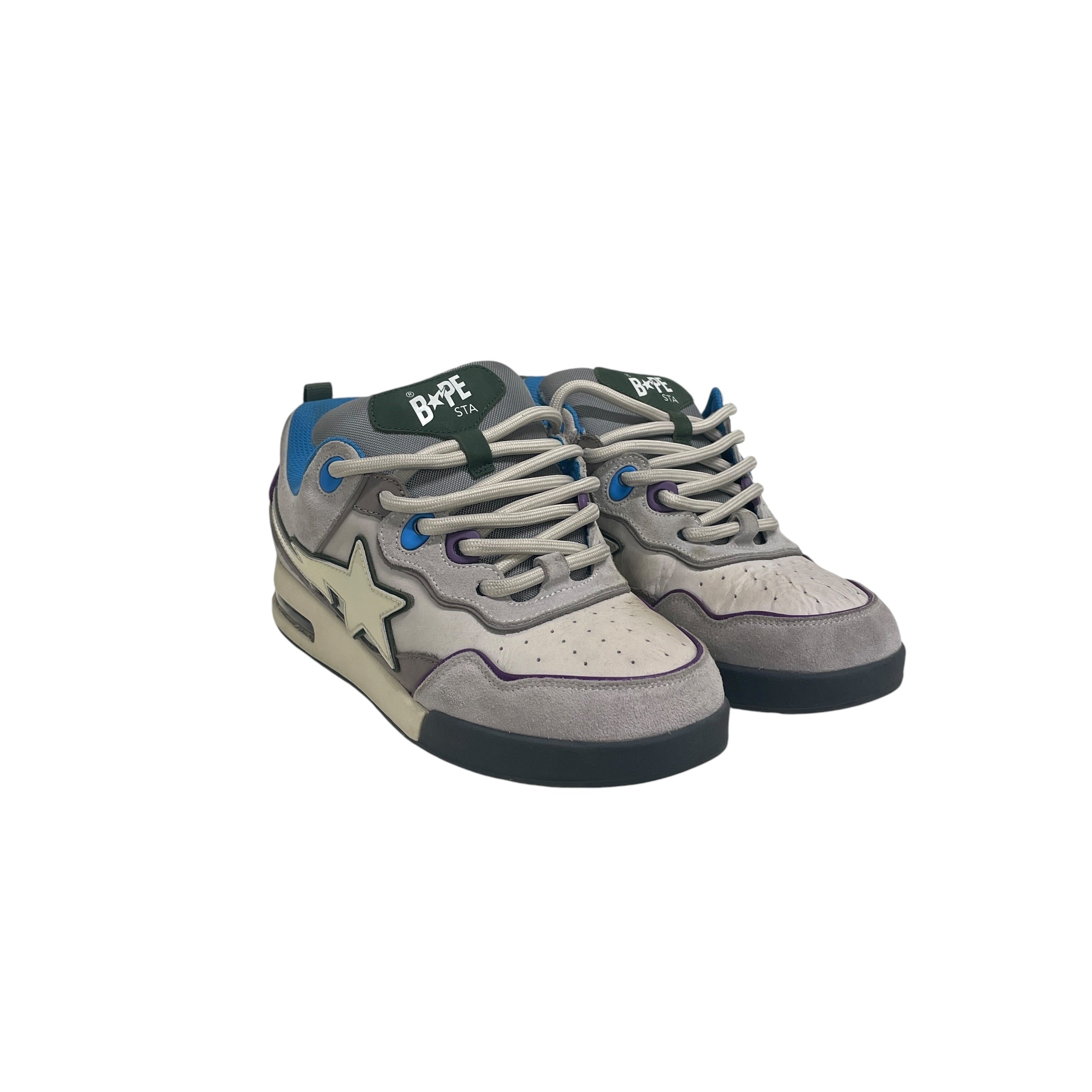 A BATHING APE/Low-Sneakers/US 9.5/Cotton/GRY/BAPE-STA#2/GRY/PRPL/BLU INNER view 1