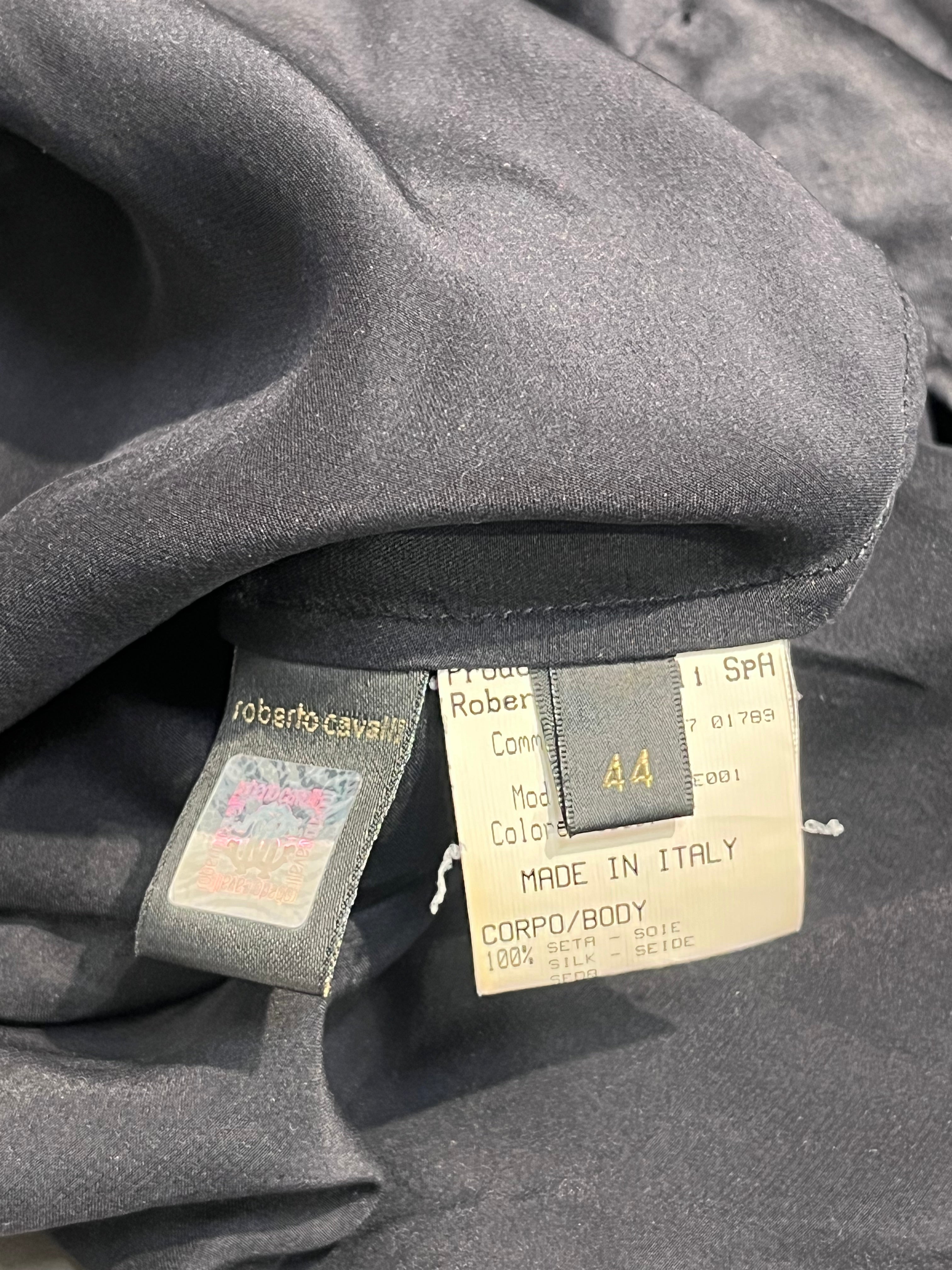roberto cavalli/LS Blouse/44/Silk/BLK/pirate sleeves and collar view 4