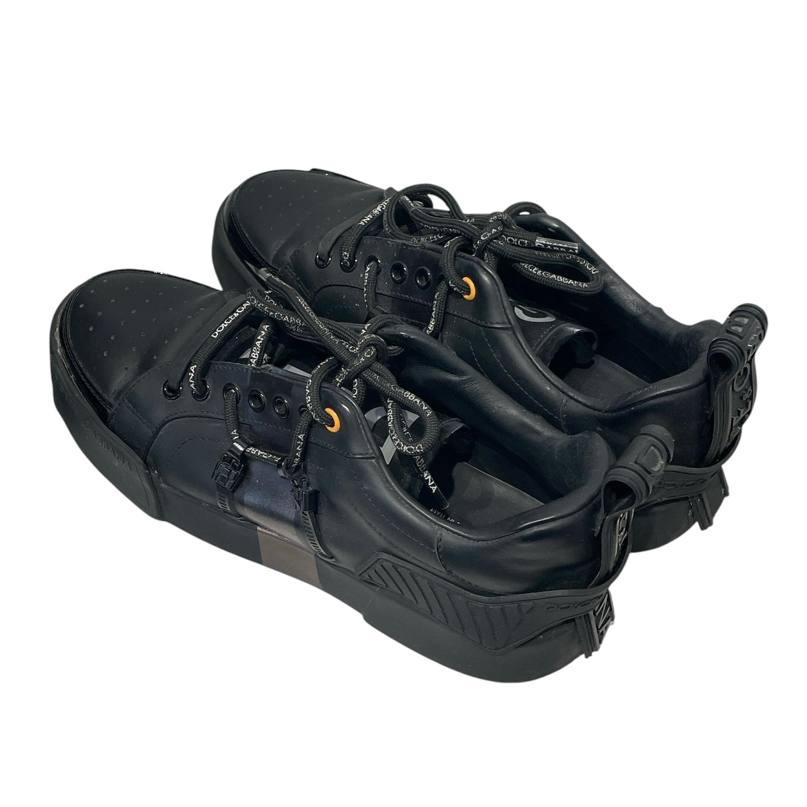 DOLCE&GABBANA/Low-Sneakers/Leather/BLK/portofino logo tongue/bak/lace view 2