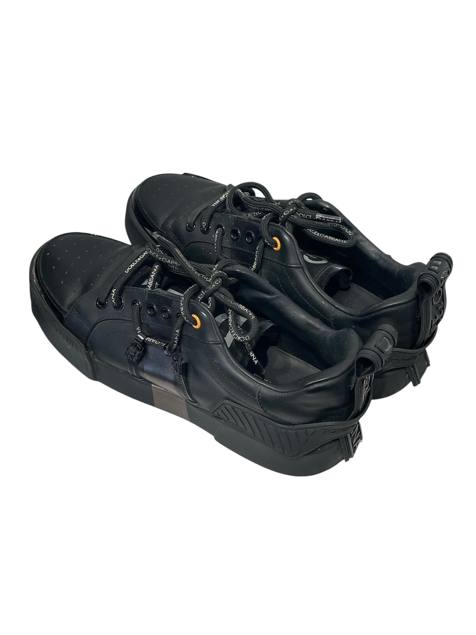 DOLCE&GABBANA/Low-Sneakers/Leather/BLK/portofino logo tongue/bak/lace view 2