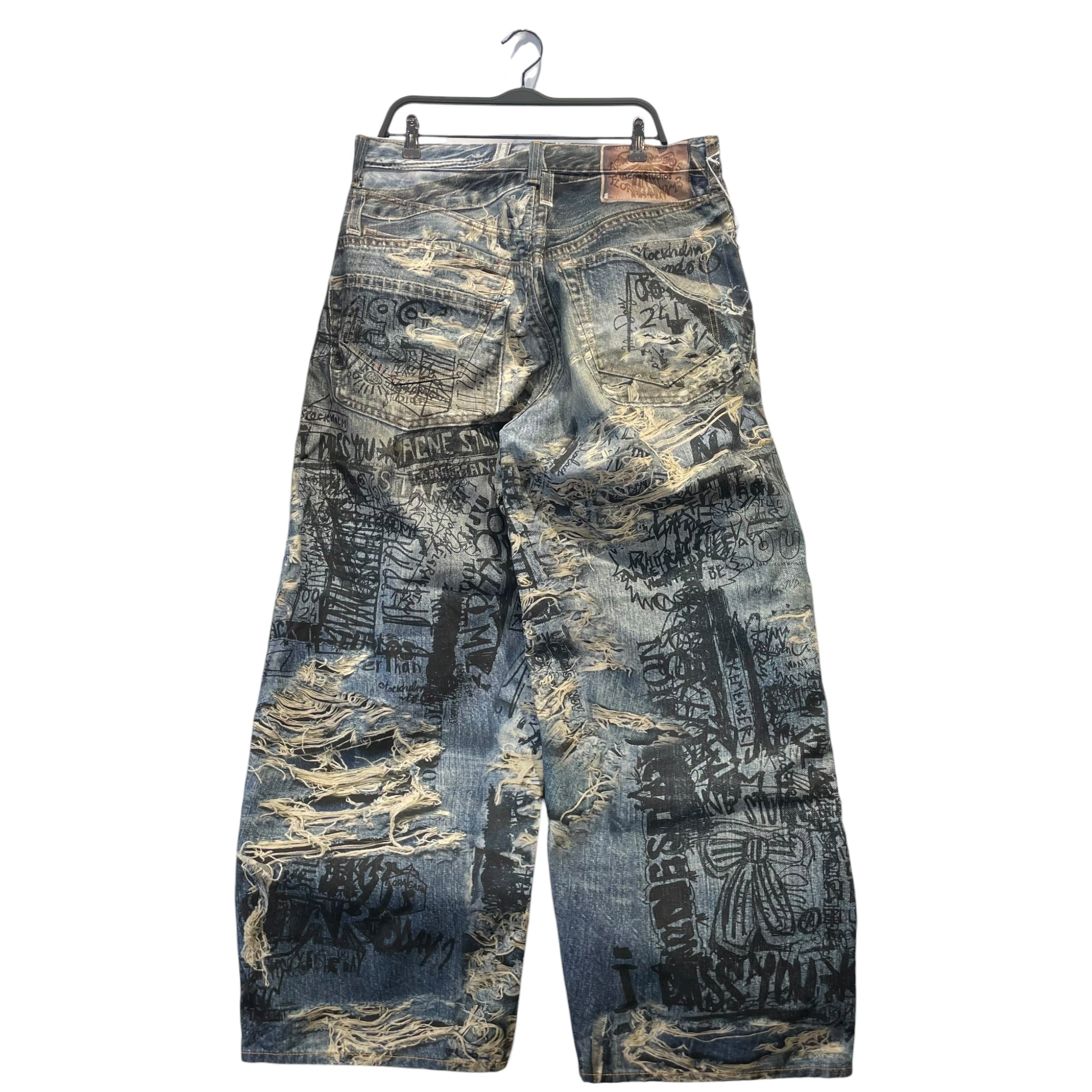 Acne Studios/Straight Pants/Cotton/BLU/All Over Print/SCRIBBLE view 2
