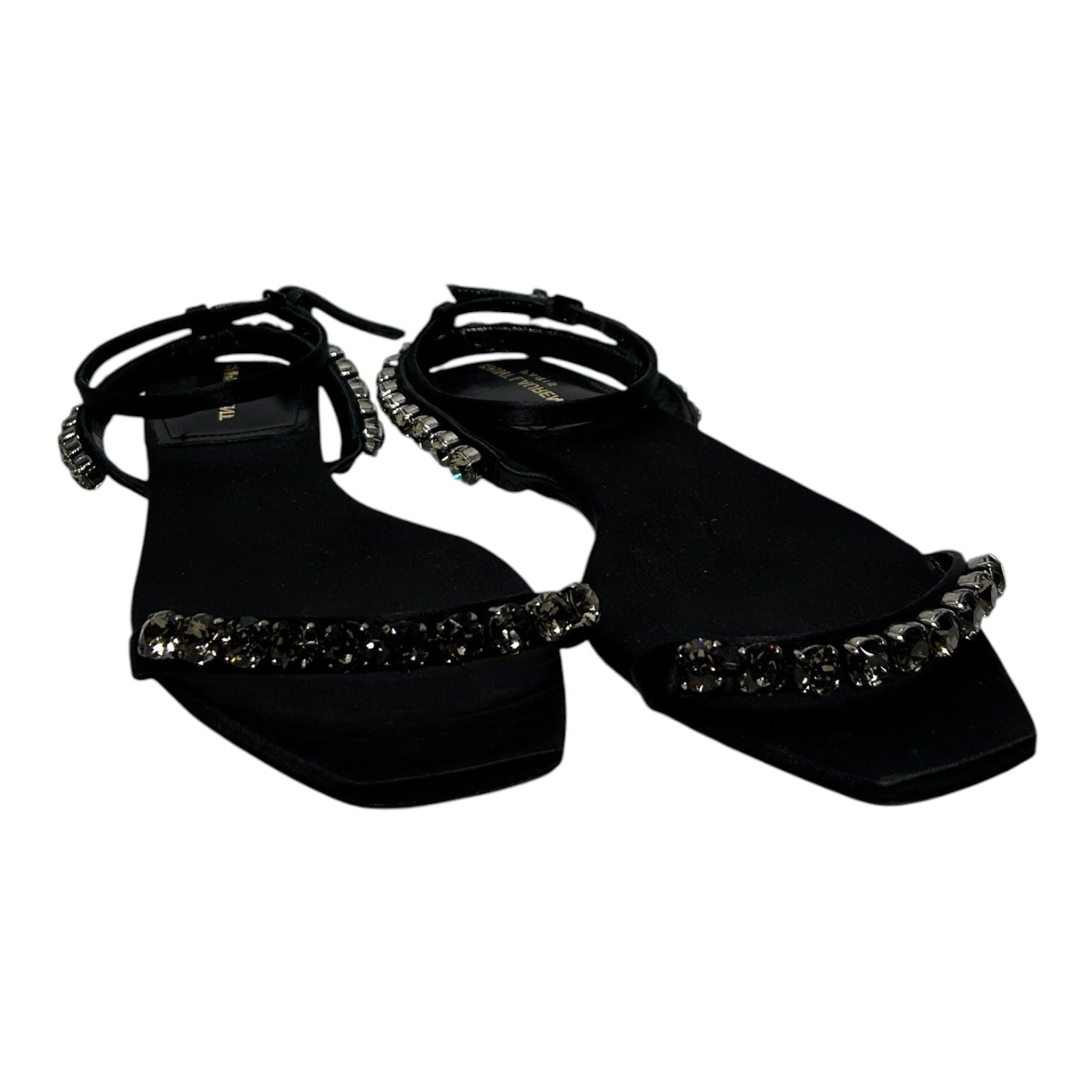 SAINT LAURENT/Flat Shoes/EU 37.5/BLK/CRYSTALIZED STRAPS view 1