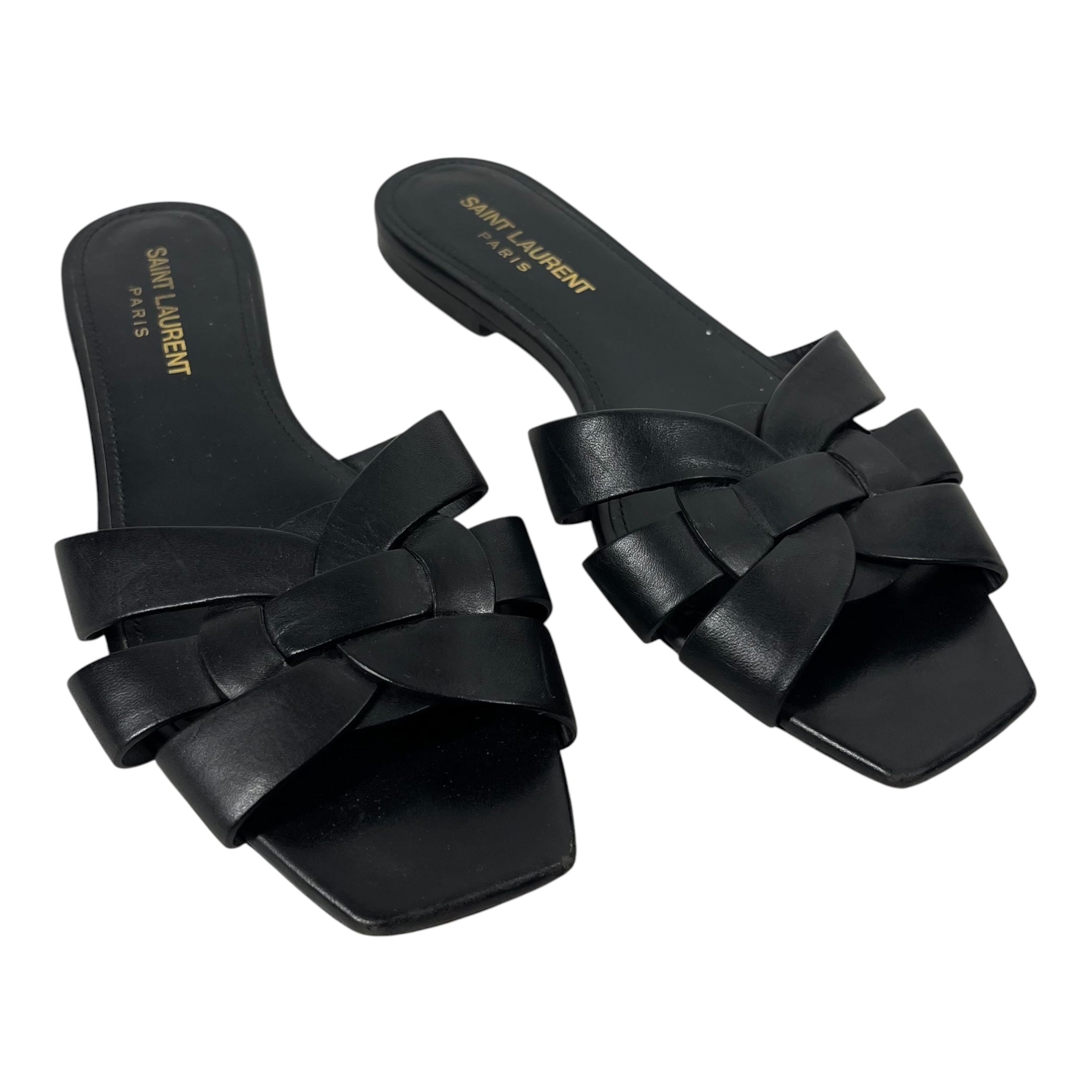 SAINT LAURENT/Sandals/EU 36.5/Leather/BLK/Open-Toe/Tribute Sandals view 1