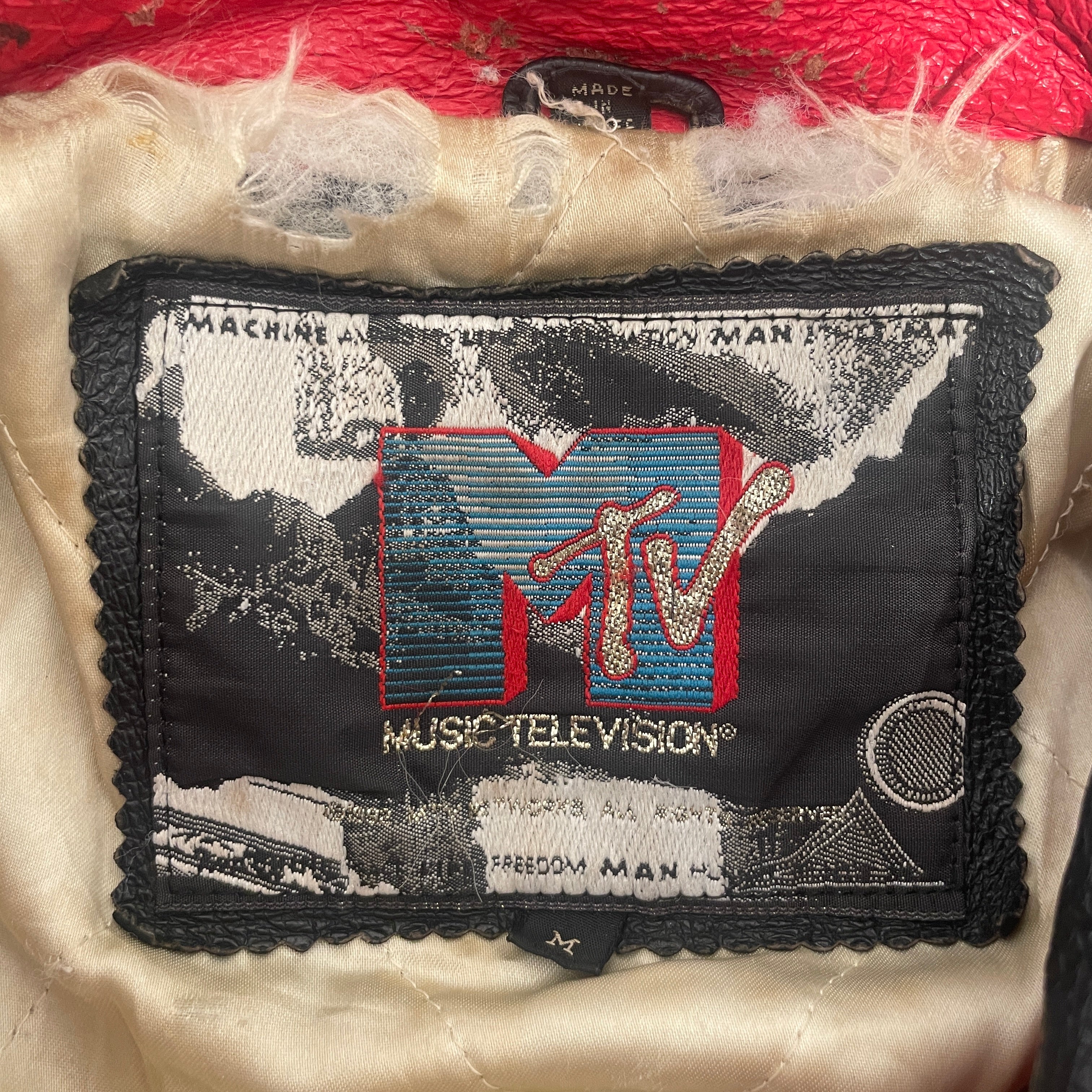 Vintage/Leather Jkt/M/Cotton/BLK/1992 mtv music logo view 3