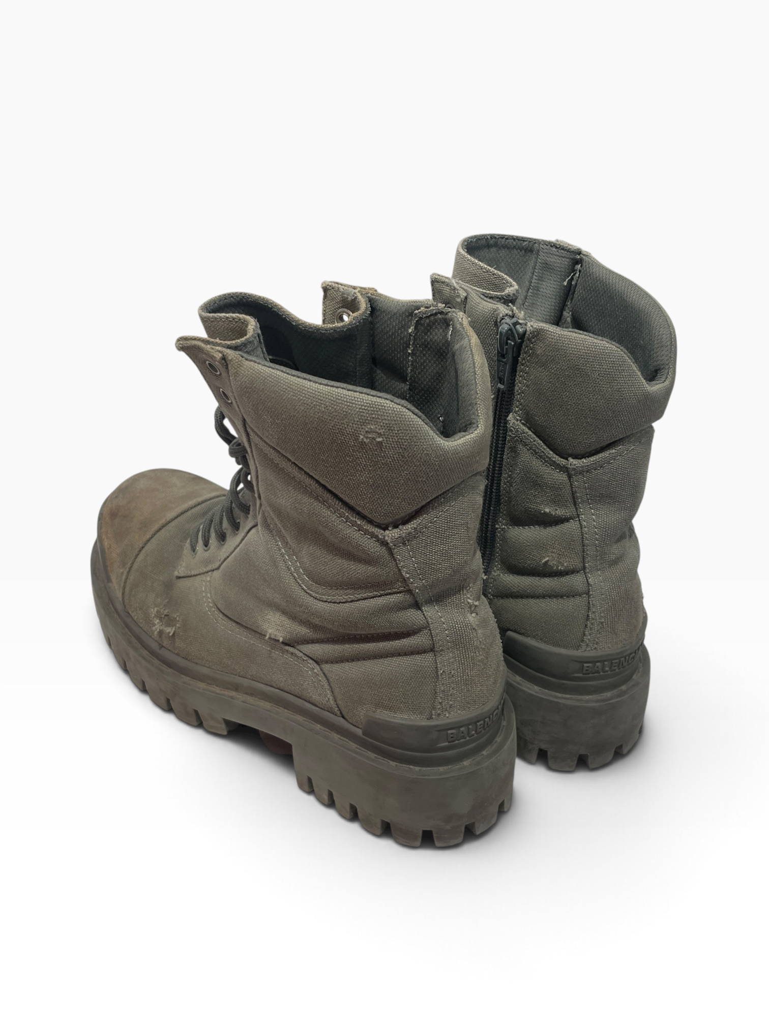 BALENCIAGA/Boots/US 5.5/Cotton/GRN/lace combat view 2