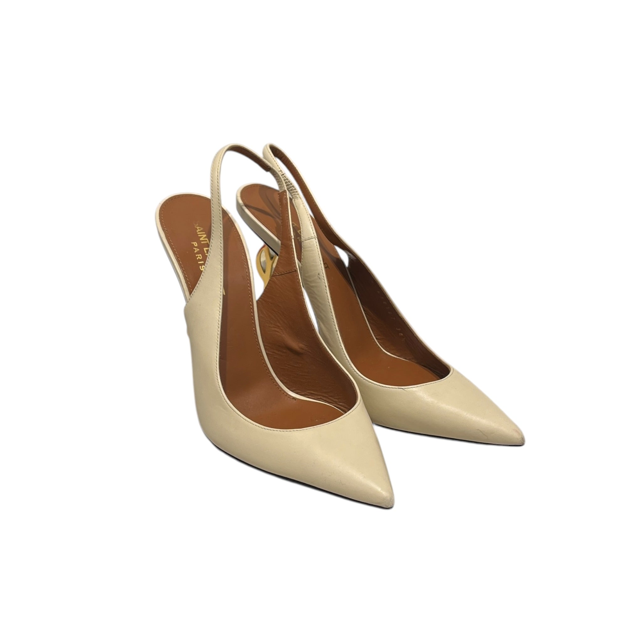 YVES SAINT LAURENT/Heels/EU 38/Leather/CRM/OPYUM SLINGBACK PUMPS view 1