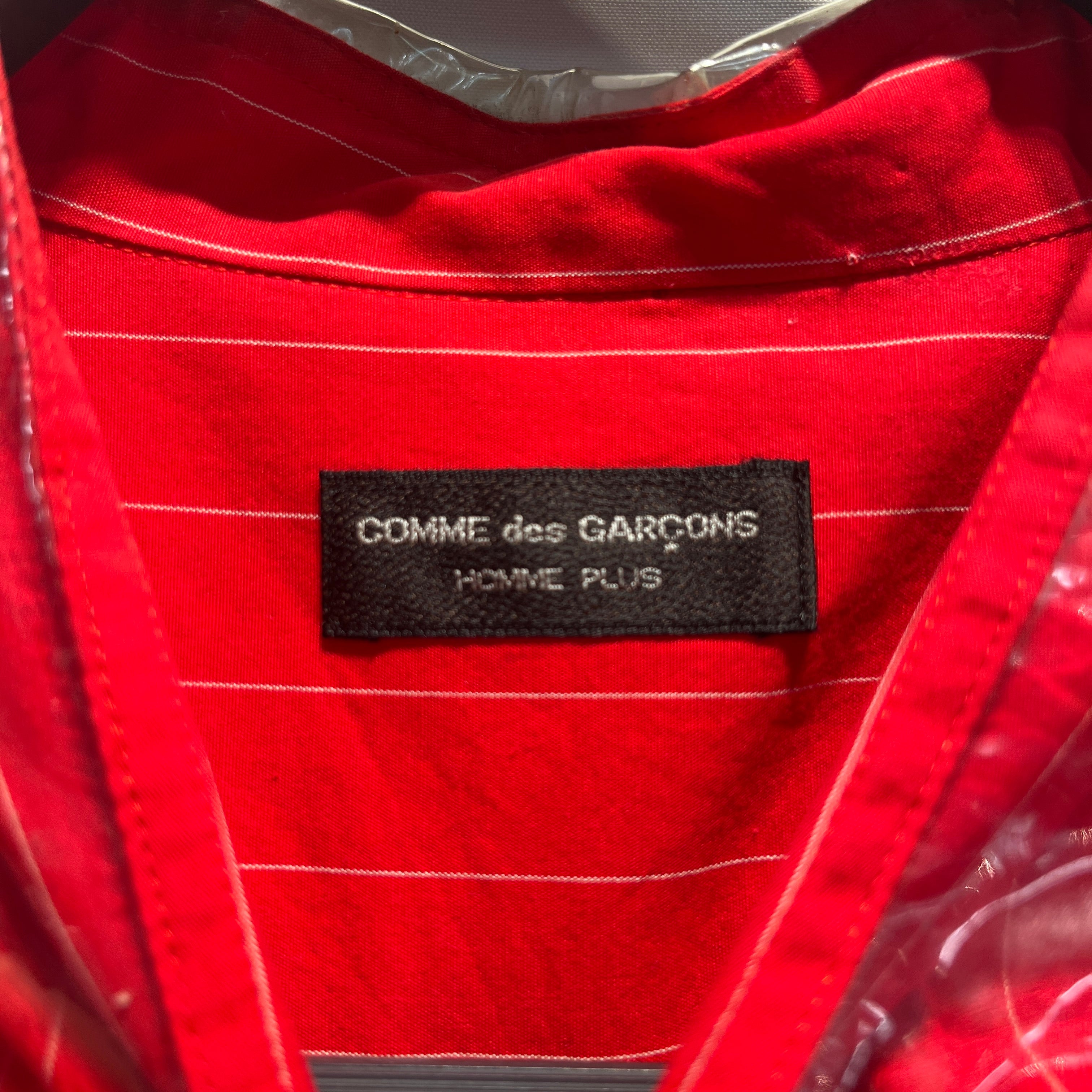 COMME des GARCONS HOMME PLUS/LS Shirt/Cotton/RED/Stripe/CLEAR COLLAR 1991 view 3