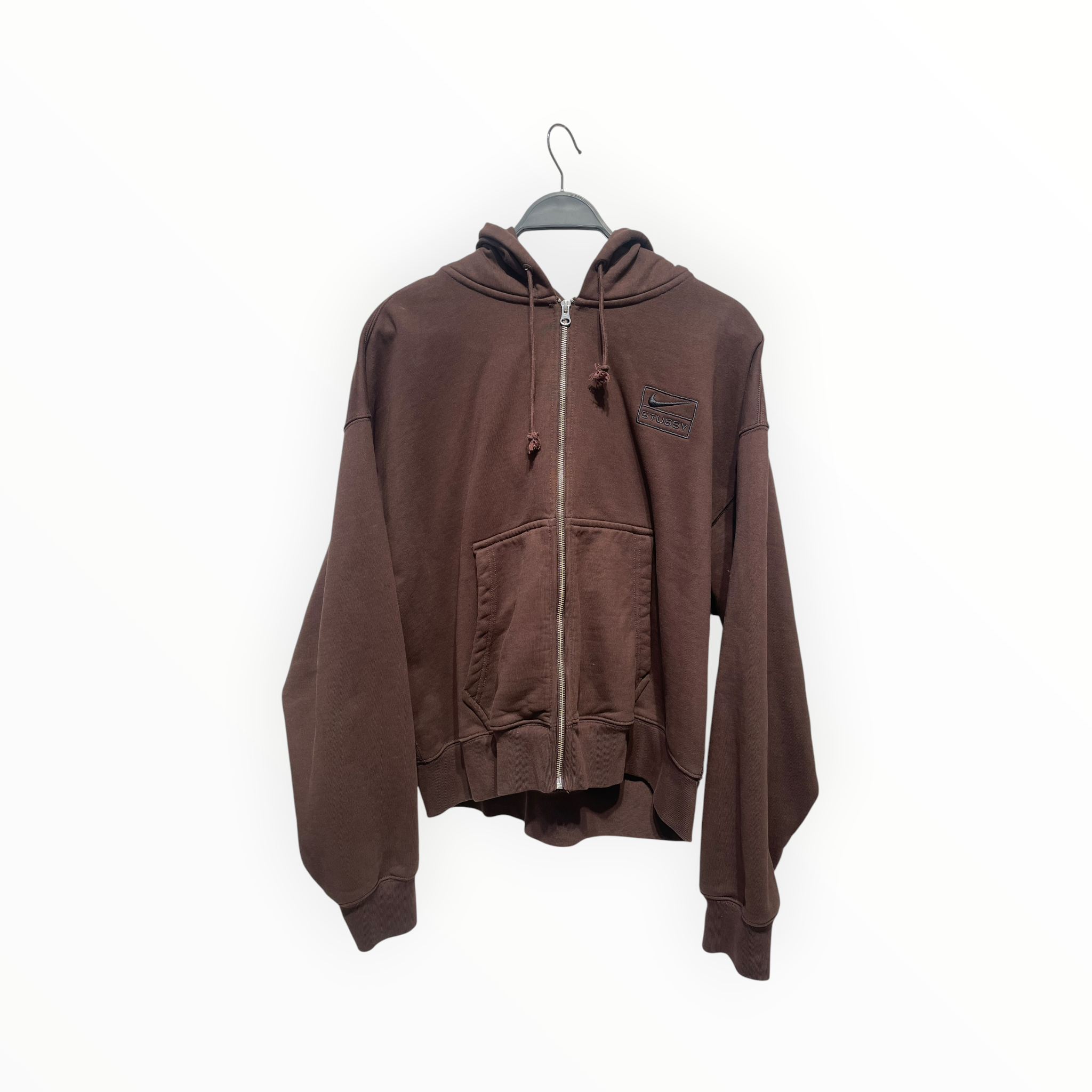 NIKE/STUSSY/Zip Up Hoodie/M/Cotton/BRW/PATCH ON CHEST view 1