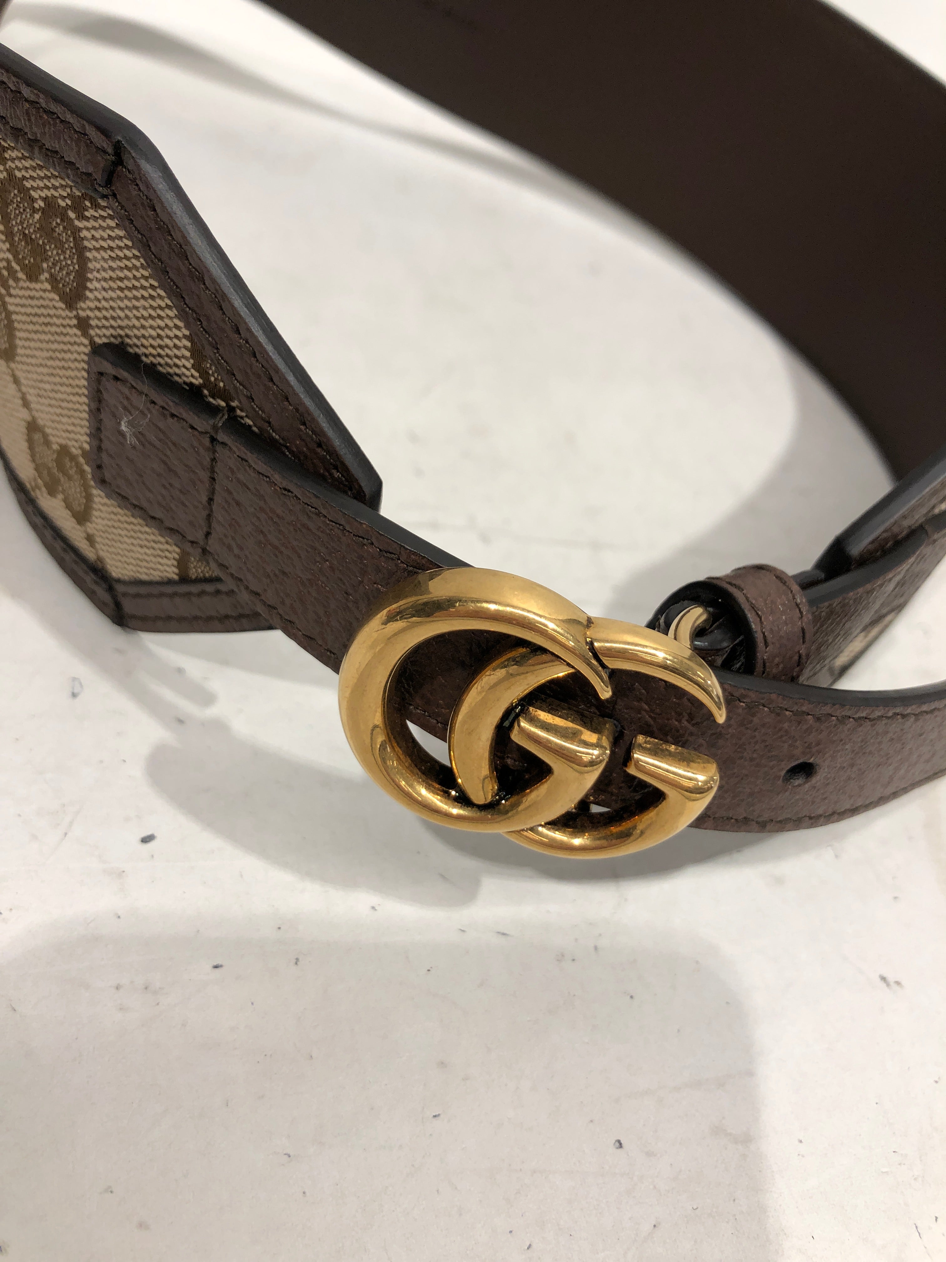 GUCCI/Belt/Monogram/BEG/marmont wide belt w/brown view 3