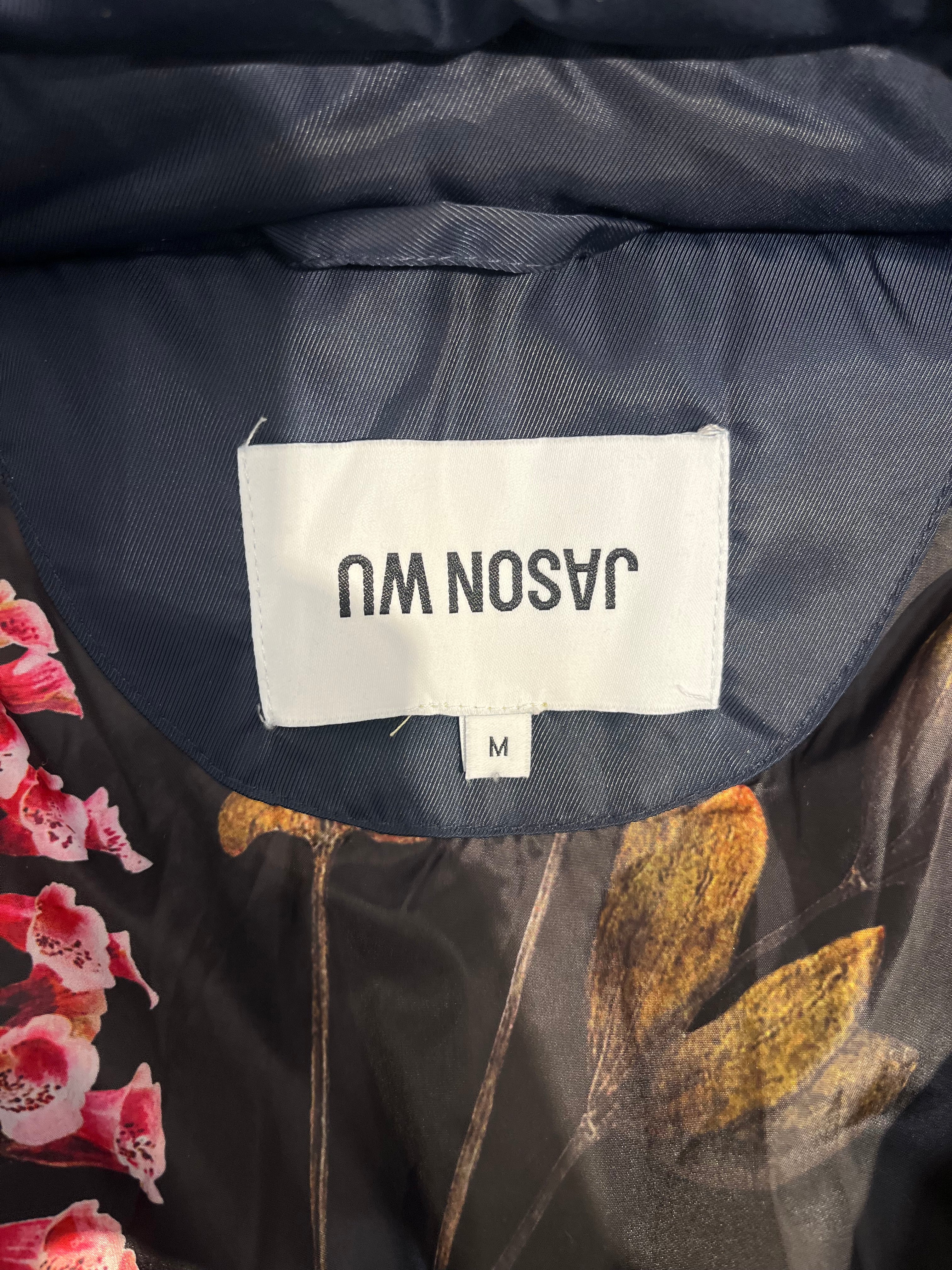 JASON WU/Puffer Jkt/M/Polyester/NVY/LONGER HOOD COAT FLORAL LINING view 3