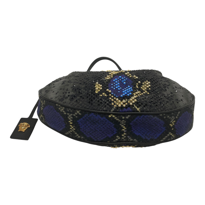 VERSACE/Hand Bag/All Over Print/Cotton/GRY/snake print hobo shoulder bag