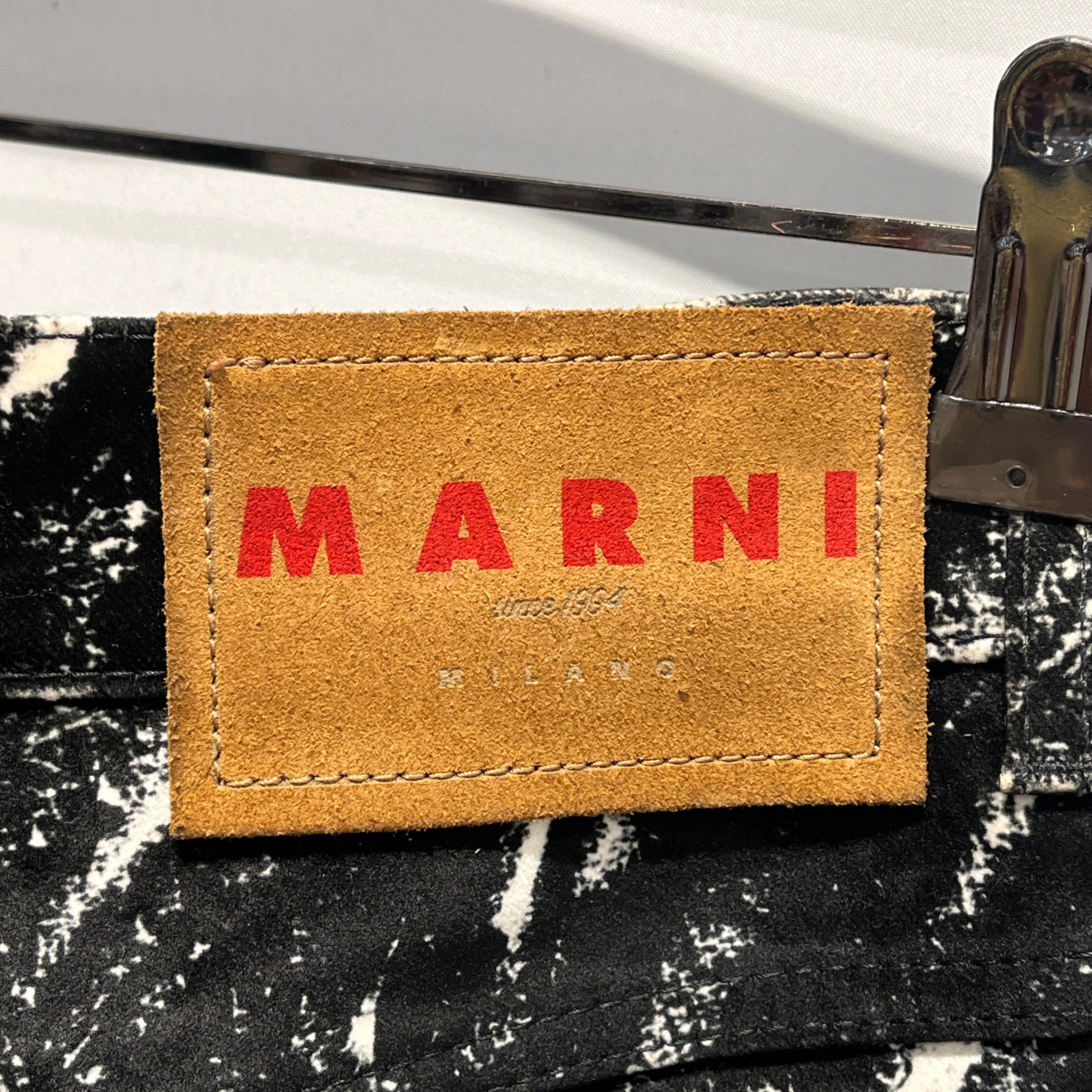 MARNI/Pants/31/BLK/All Over Print/velvet-like crayon pattern view 4