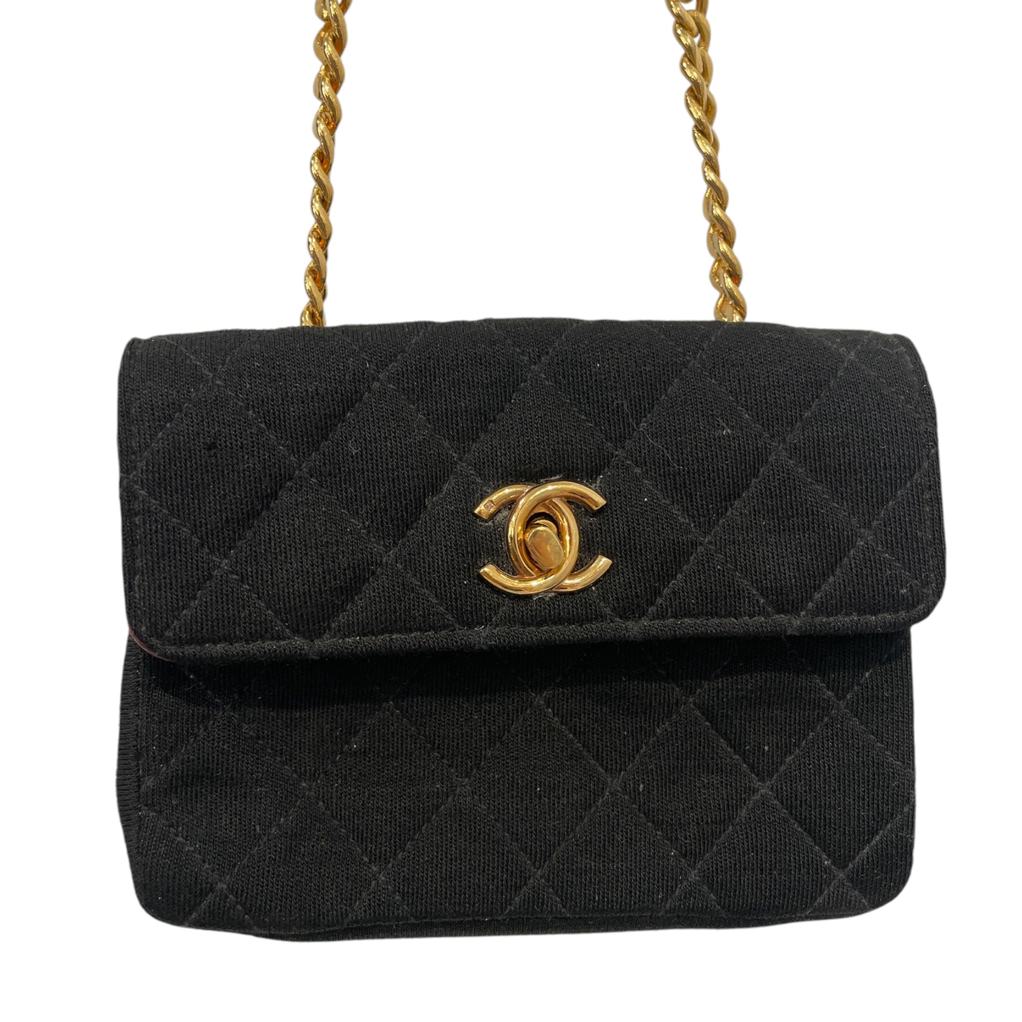 CHANEL/Cross Body Bag/Cotton/BLK/MINI SINGLE FLAP JERSEY view 3
