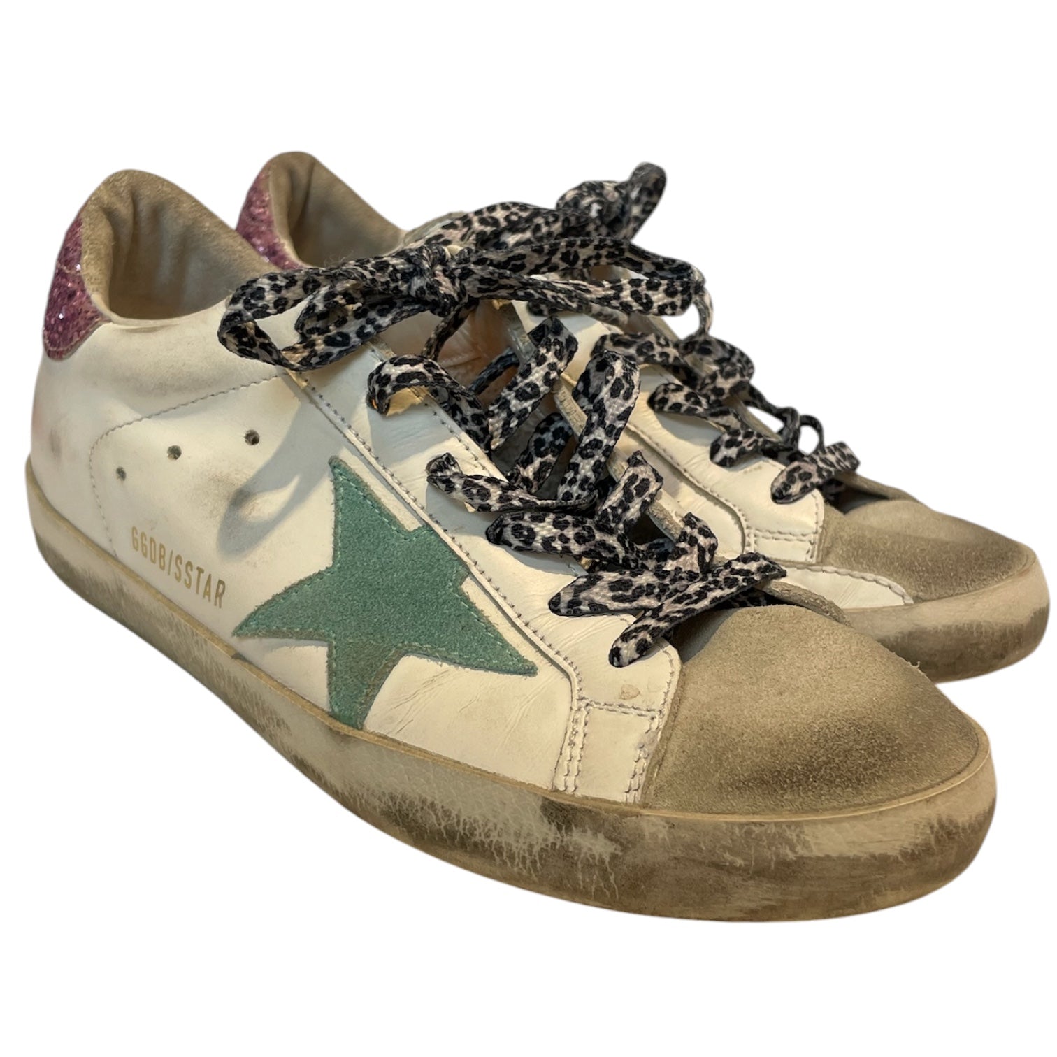 GOLDEN GOOSE/Low-Sneakers/EU 36/Leather/WHT/PINK HEEL AQUA STAR ORN TONGUE view 1