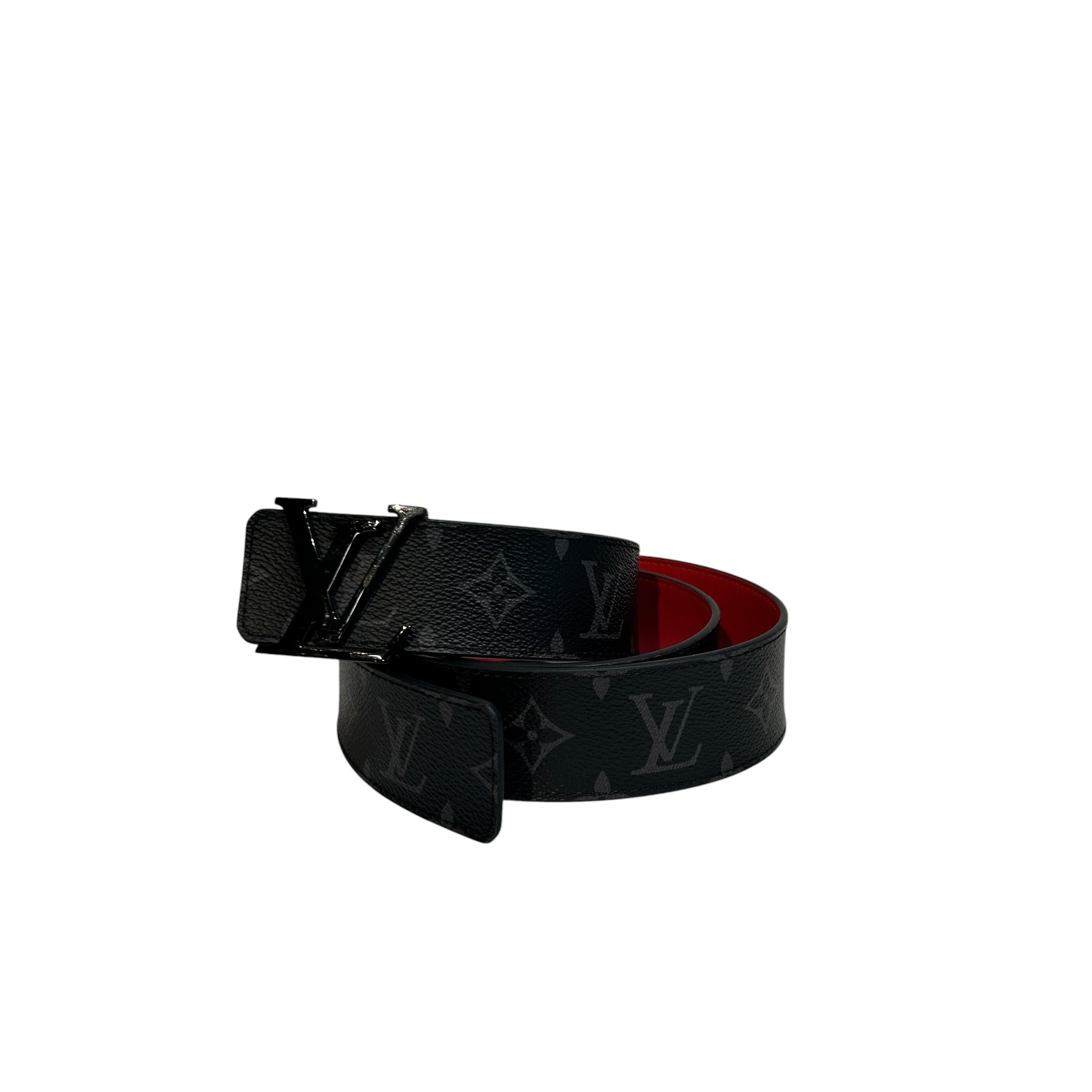 LOUIS VUITTON/Belt/Monogram/Leather/BLK/M's/Initiales view 1