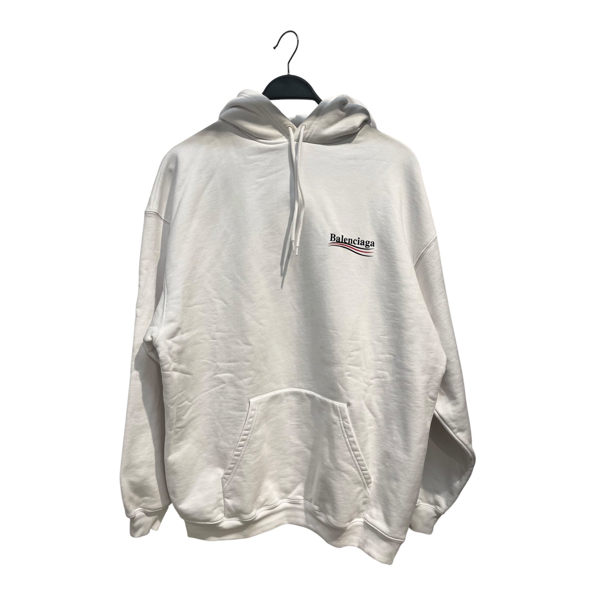 BALENCIAGA/Hoodie/L/Cotton/WHT/POLITICAL LOGO view 1