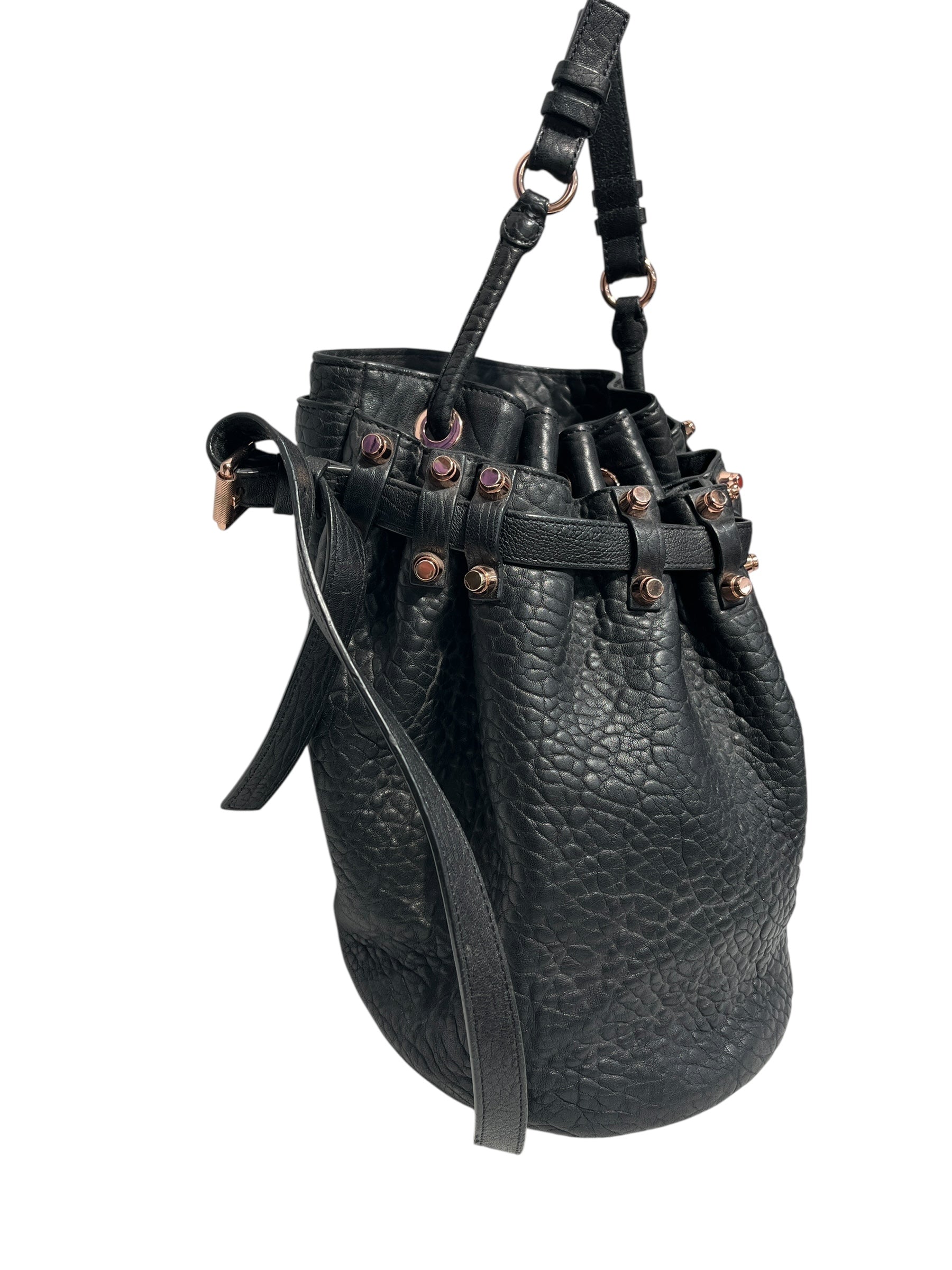 Alexander Wang/Cross Body Bag/L/Leather/BLK/Rose gold hardware view 2
