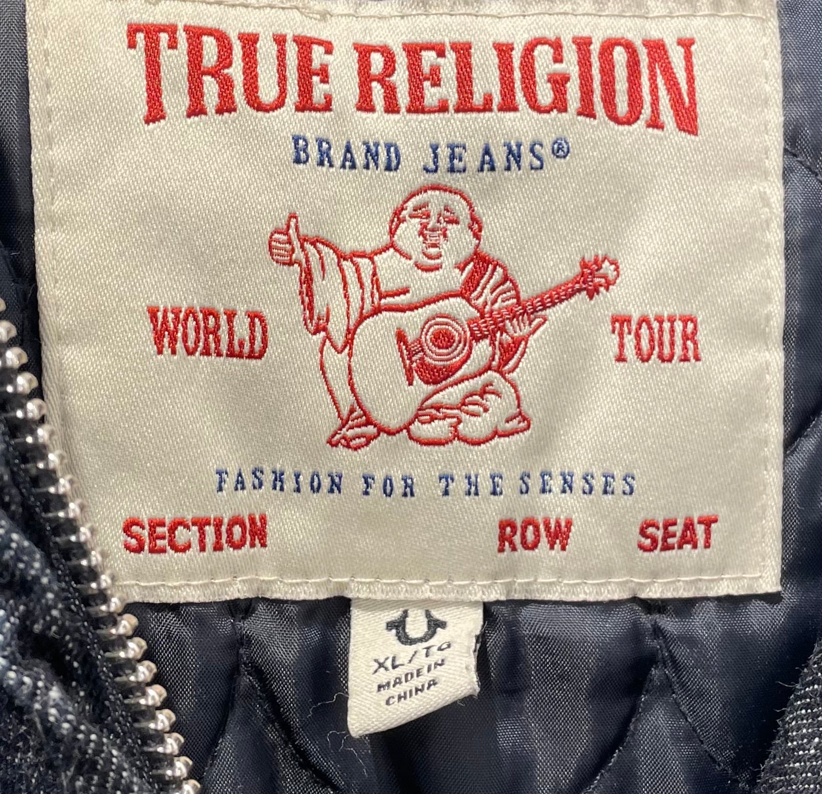 TRUE RELIGION/Jacket/XL/Cotton/NVY/wht stitch quilted lined view 3