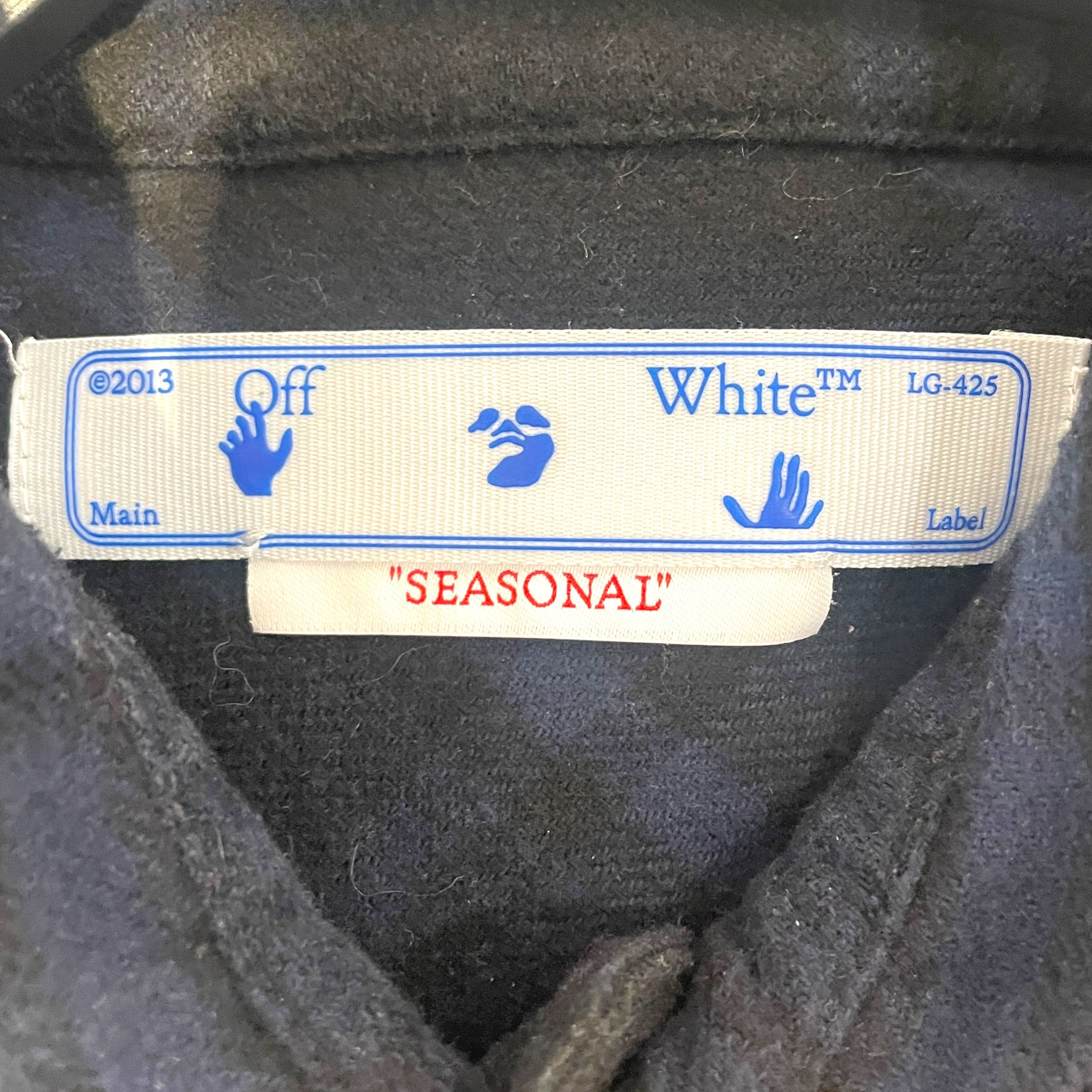 OFF-WHITE/LS Shirt/S/Cotton/NVY/Plaid/black plaid logo on back view 3