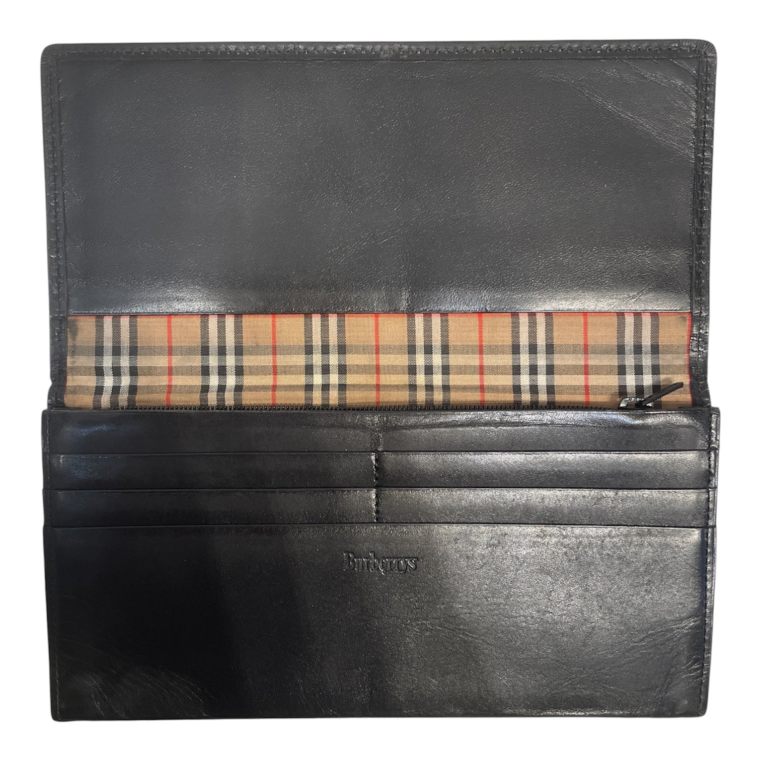 BURBERRYS/Long Wallet/Leather/BLK/M's/FLANNEL LINED FLAT WALLET view 4