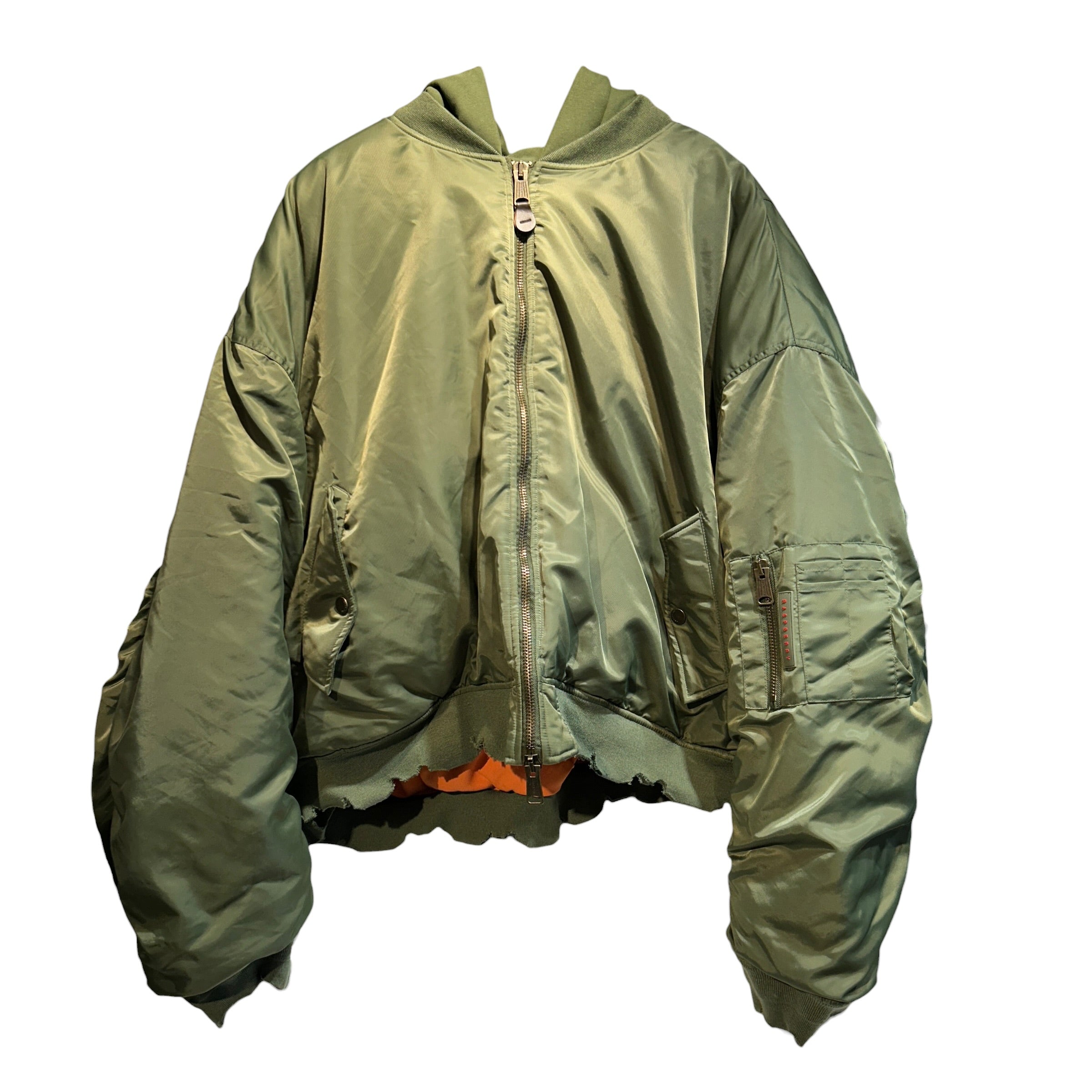 Raspberry Hills/Puffer Jkt/XL/Nylon/GRN/Orge Inner/Rubber logo on slve view 1