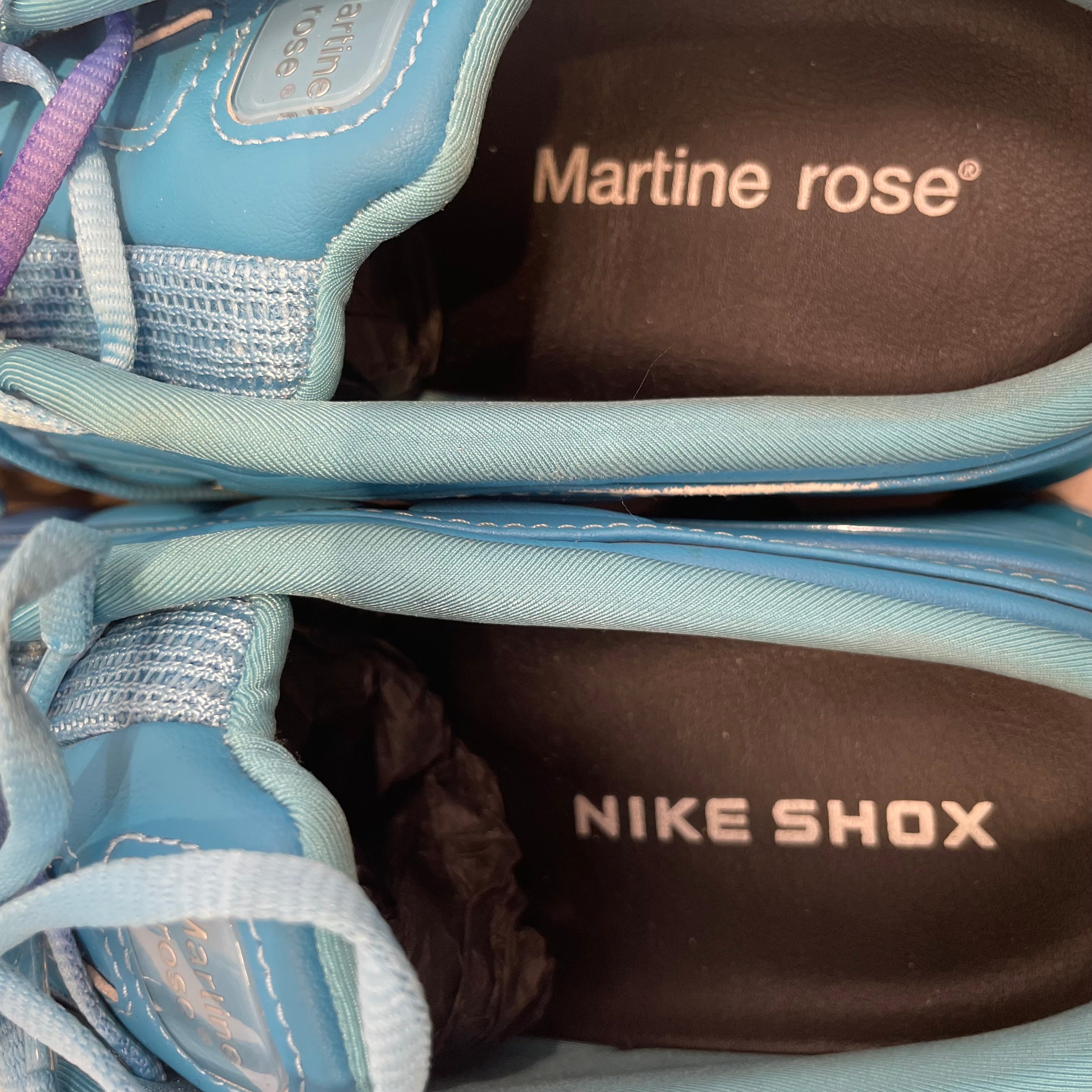 MARTINE ROSE/Low-Sneakers/US 9/Leather/BLU/purp/nike shox view 3