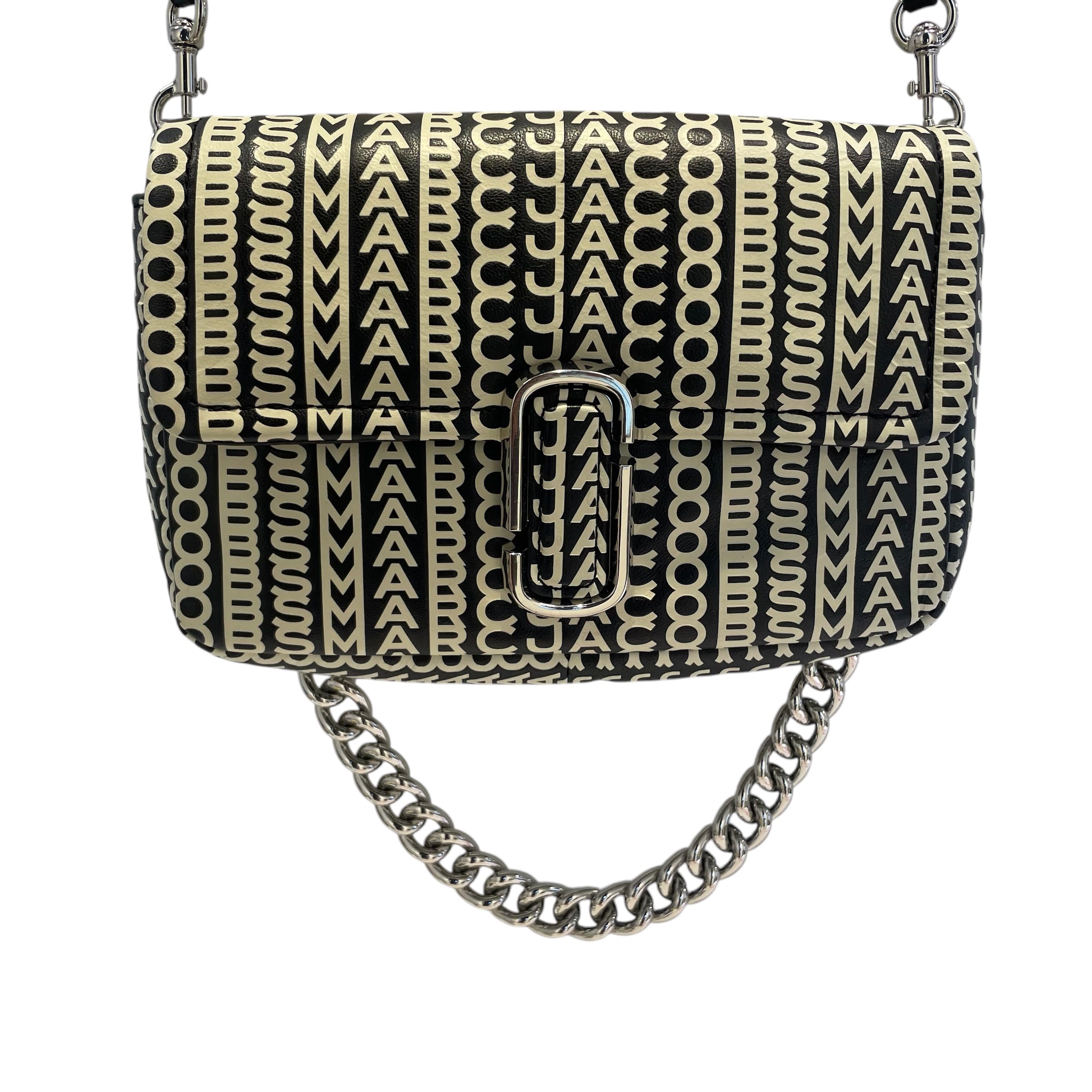 MARC JACOBS/Bag/Monogram/Leather/BLK/cream embossed/slvr harware view 4